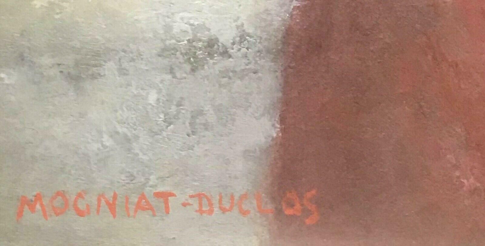 Bertrand Mogniat Duclossigned French Post Impressionist Oil Painting Bouquinistes River Seine Parisc. 1970's photo vintage