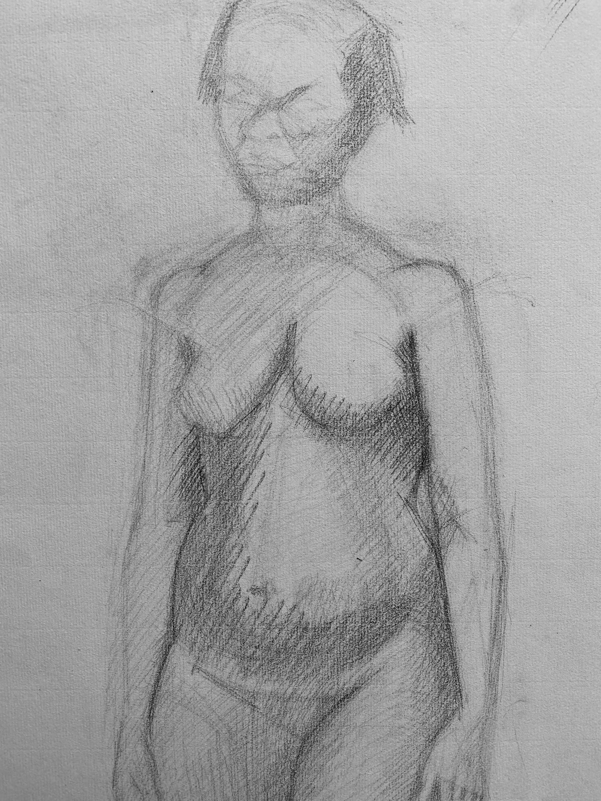 Genevieve Zondervan (1922 2013)mid 20th Century French Charcoal Drawing   Portrait Of A Standing Nude Womenc. 1950's