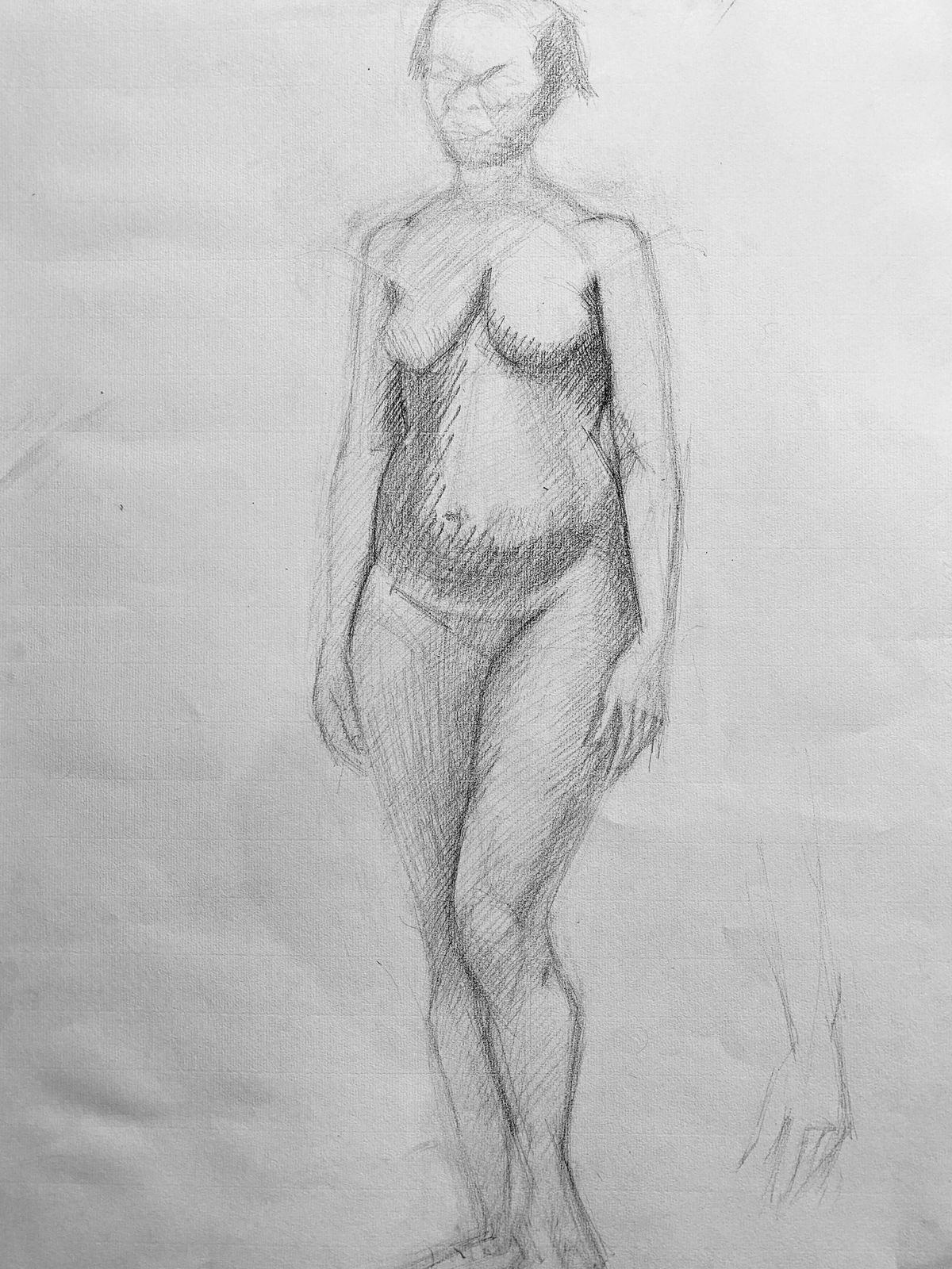 Genevieve Zondervan (1922 2013)Mid 20th Century French Charcoal Drawing   Portrait Of A Standing Nude Womenc. 1950's photo furniture