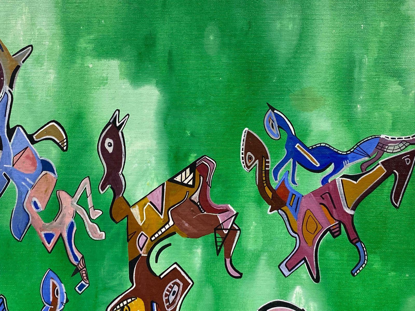 Unknownbright & Colorful French Abstract Oil Painting Amazing Shapes & Colors photo for sale