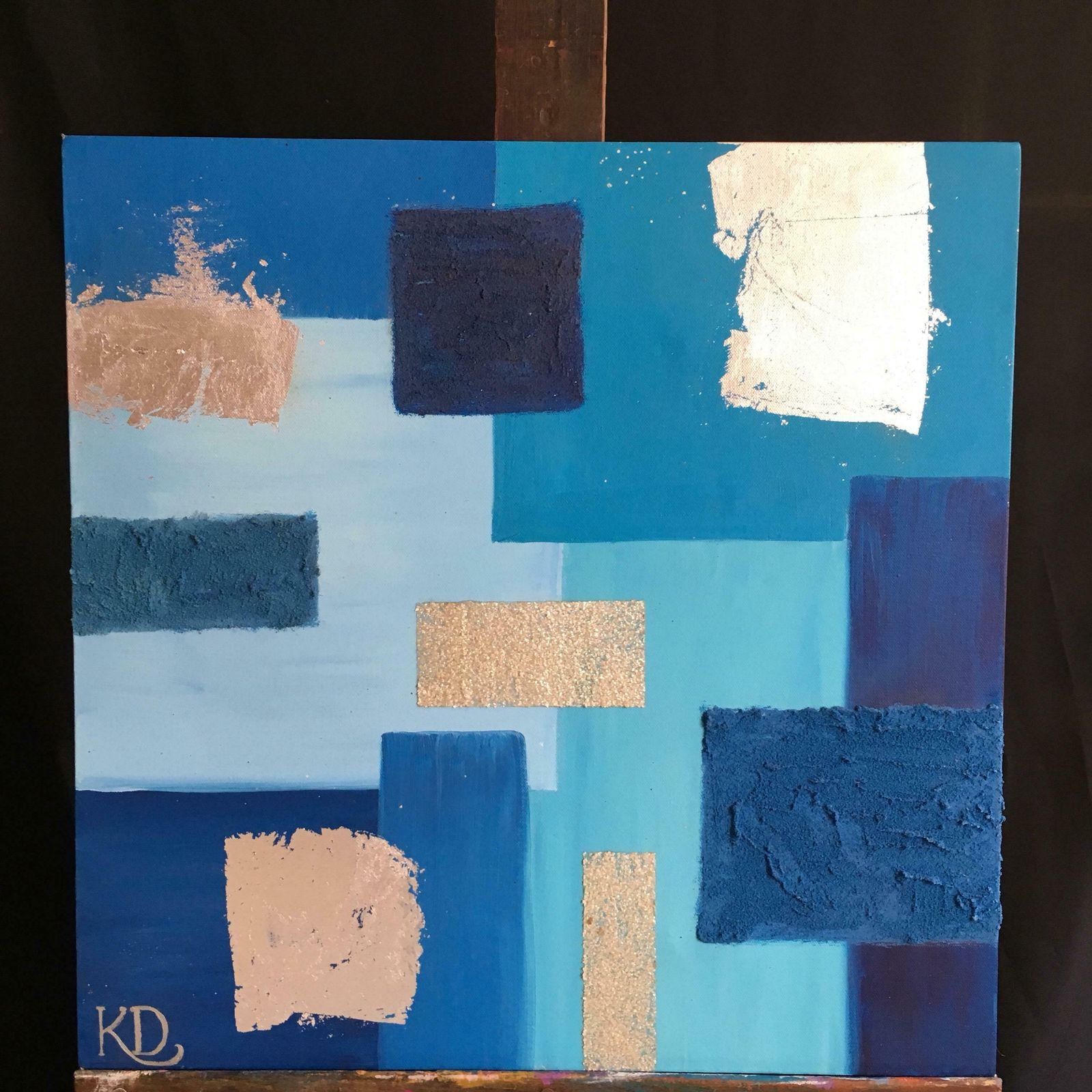 Unknowncubist Sea Blue Oil Painting, British Artist photo furniture