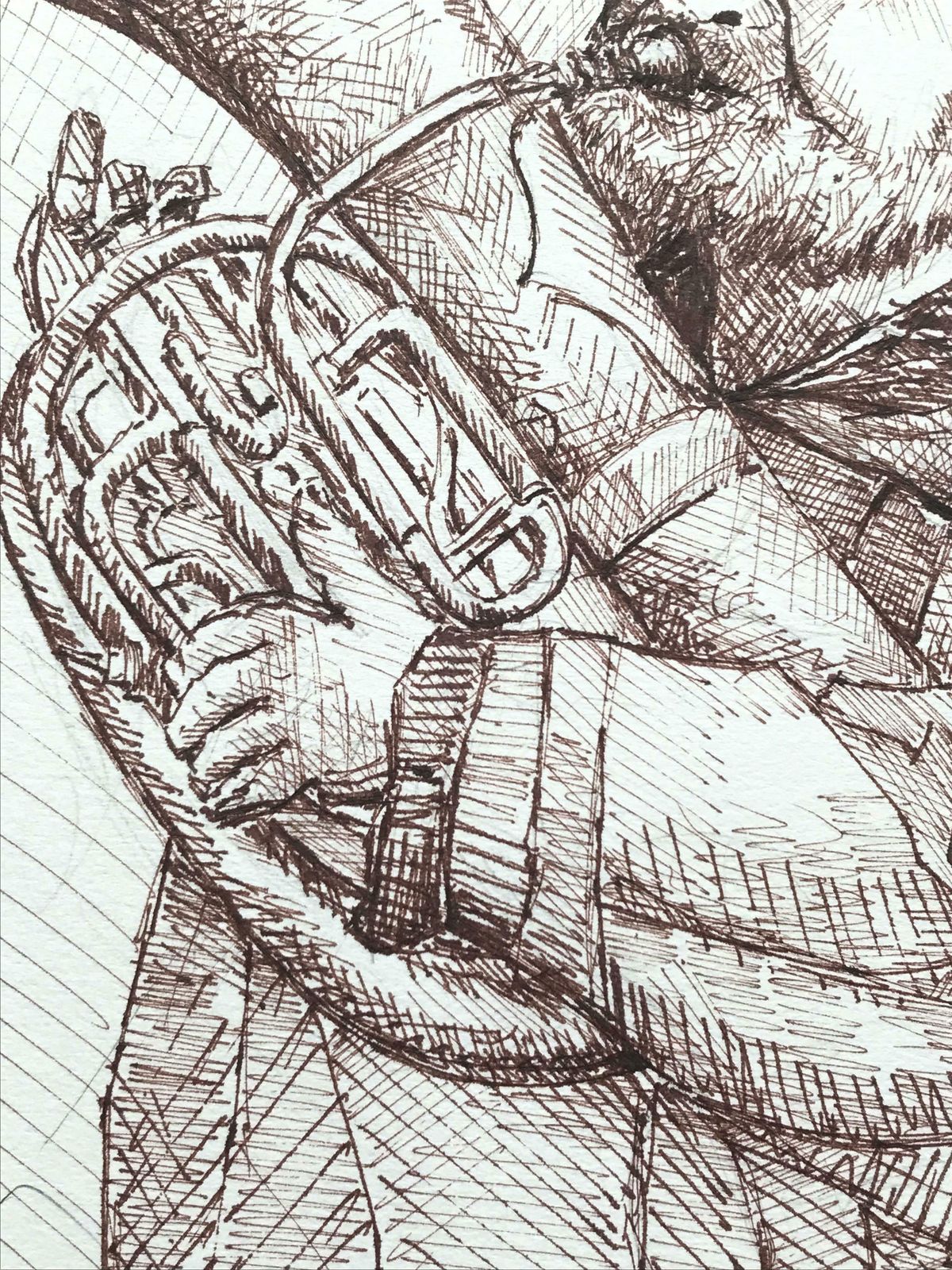 Bernard Labbe1950's Modernist/ Cubist Painting   Man Playing Tuba1950's photo Art