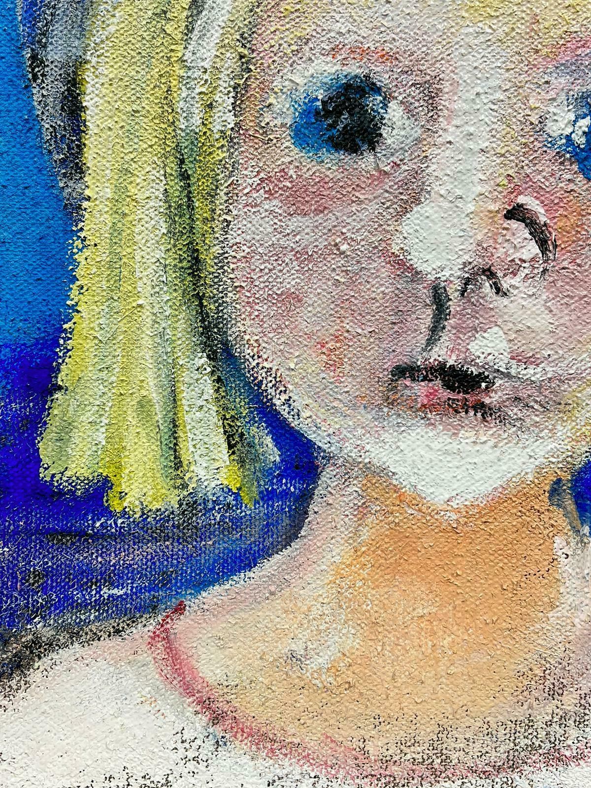 Huguette Ginet Lasnier Contemporary French Modernist Portrait With Beach Seascape Beyondc. 2000's photo for sale