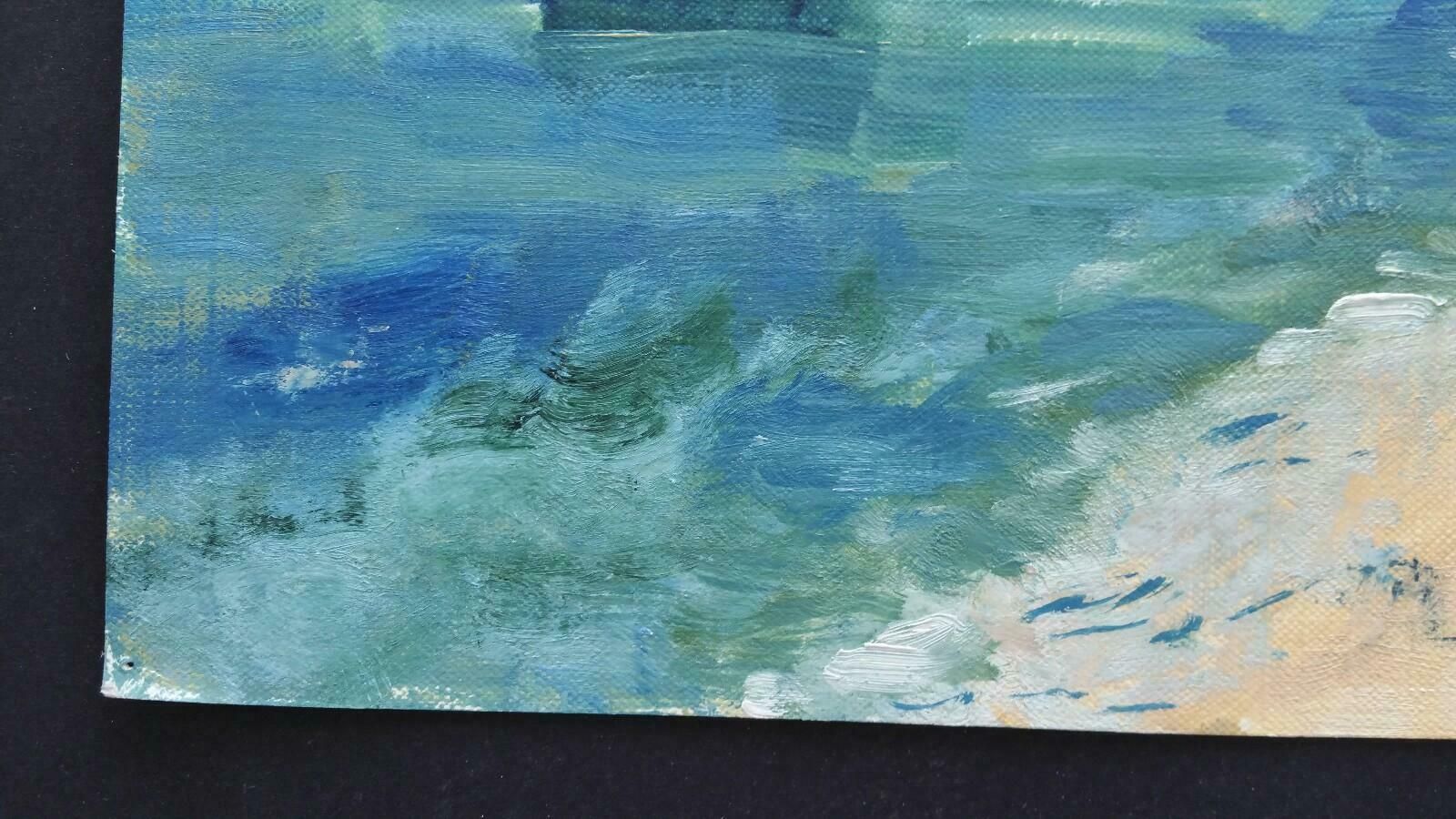 Unknown20th Century French Oil Painting A Summer Beach Blue Skieslate 20th Century photo Art