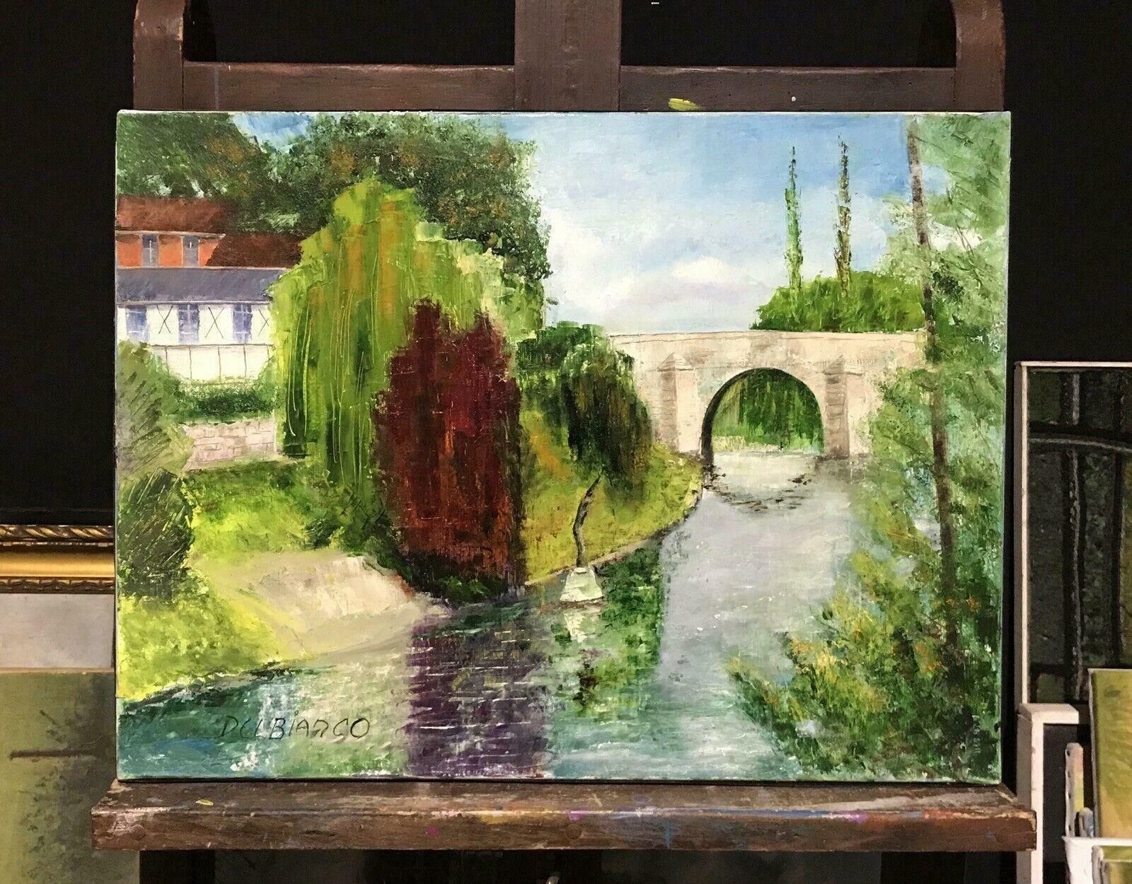 Louis Del Bianco (B.1925tranquil French Impressionist River Landscape Signed Oil   Louis Del Bianco20th Century photo for sale