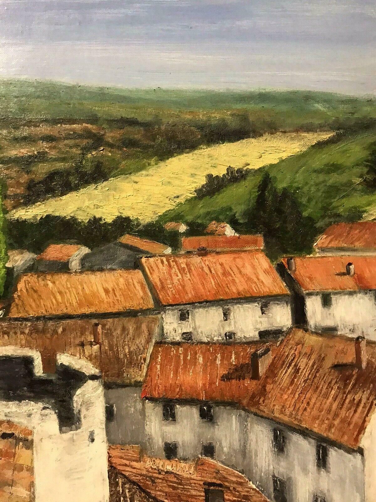Louis Del Bianco (B.1925signed French Impressionist Oil View Over Provence Town Roof Tops & Fieldsc. 1980's photo for sale