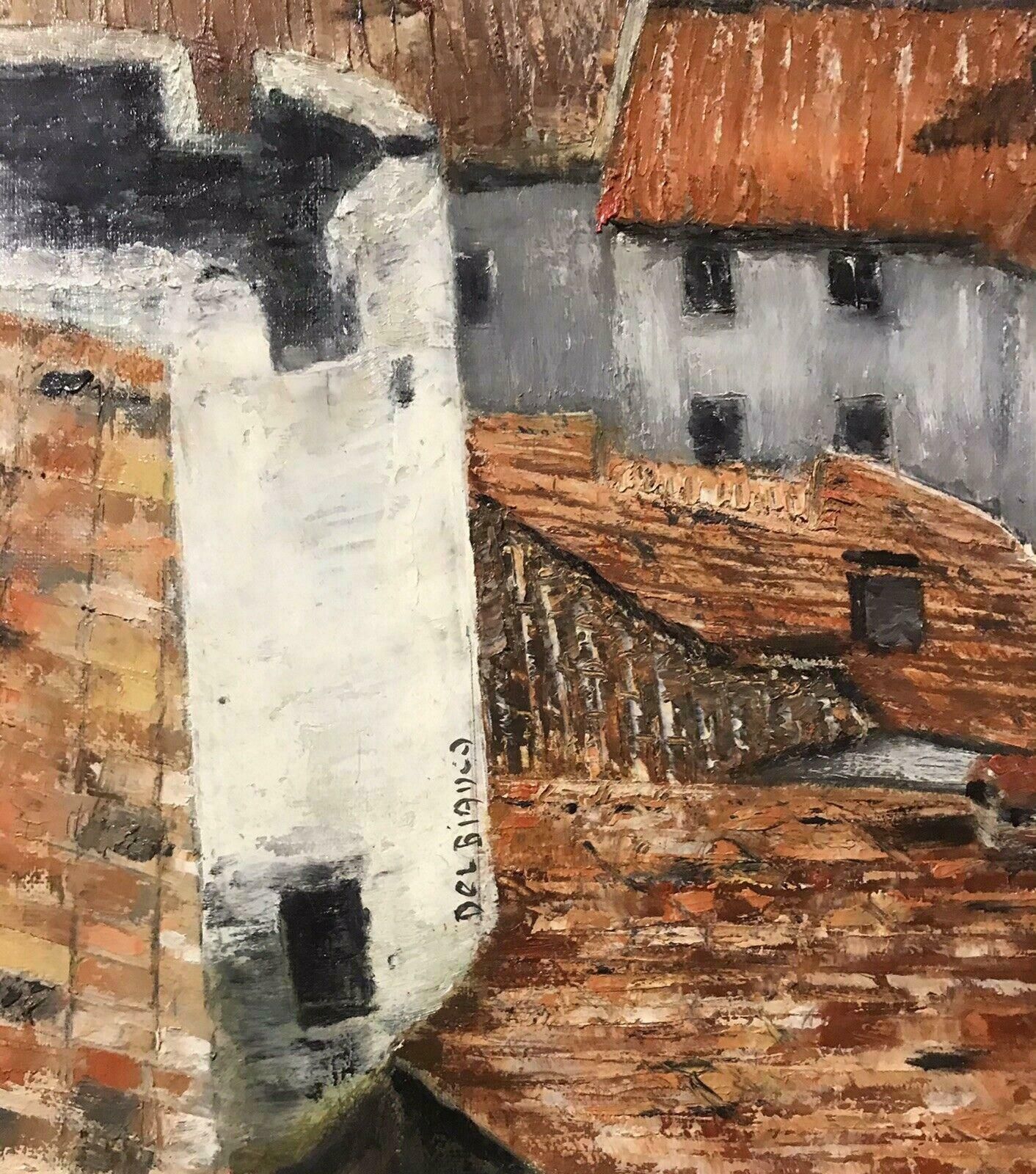 Louis Del Bianco (B.1925signed French Impressionist Oil View Over Provence Town Roof Tops & Fieldsc. 1980's photo 970.0