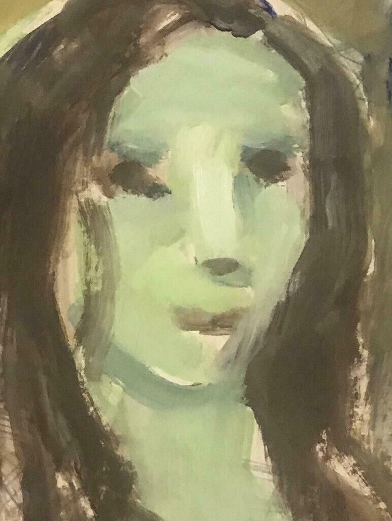 Akos Biroakos Biro (Hungarian 1911 2002) French Expressionist Oil   Abstract Portraitc.1950's photo Art