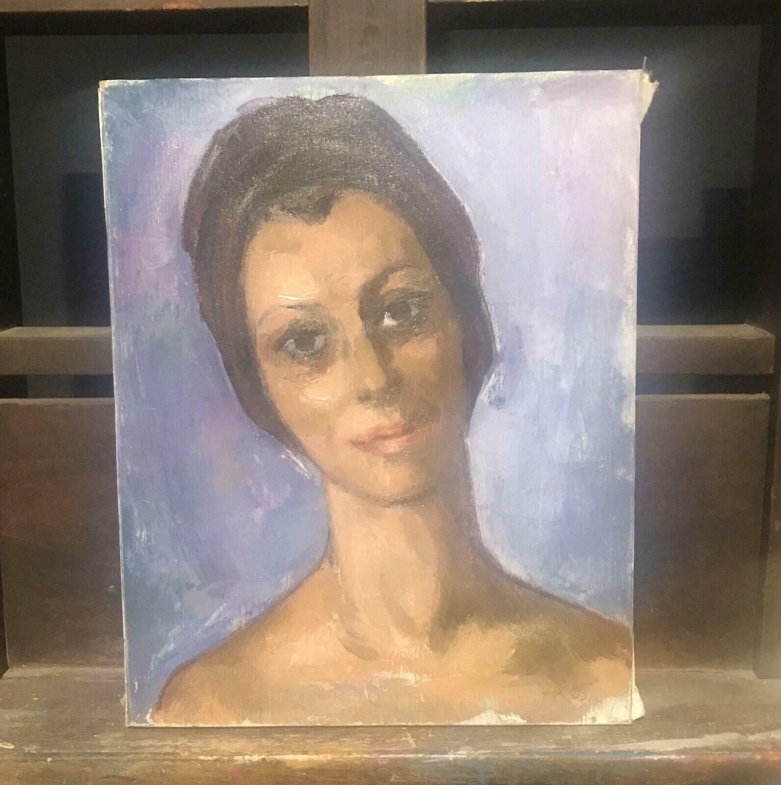Akos Biro20th Century Signed French Oil   Portrait Of A Lady From Mougins, South Francec.1960's photo furniture