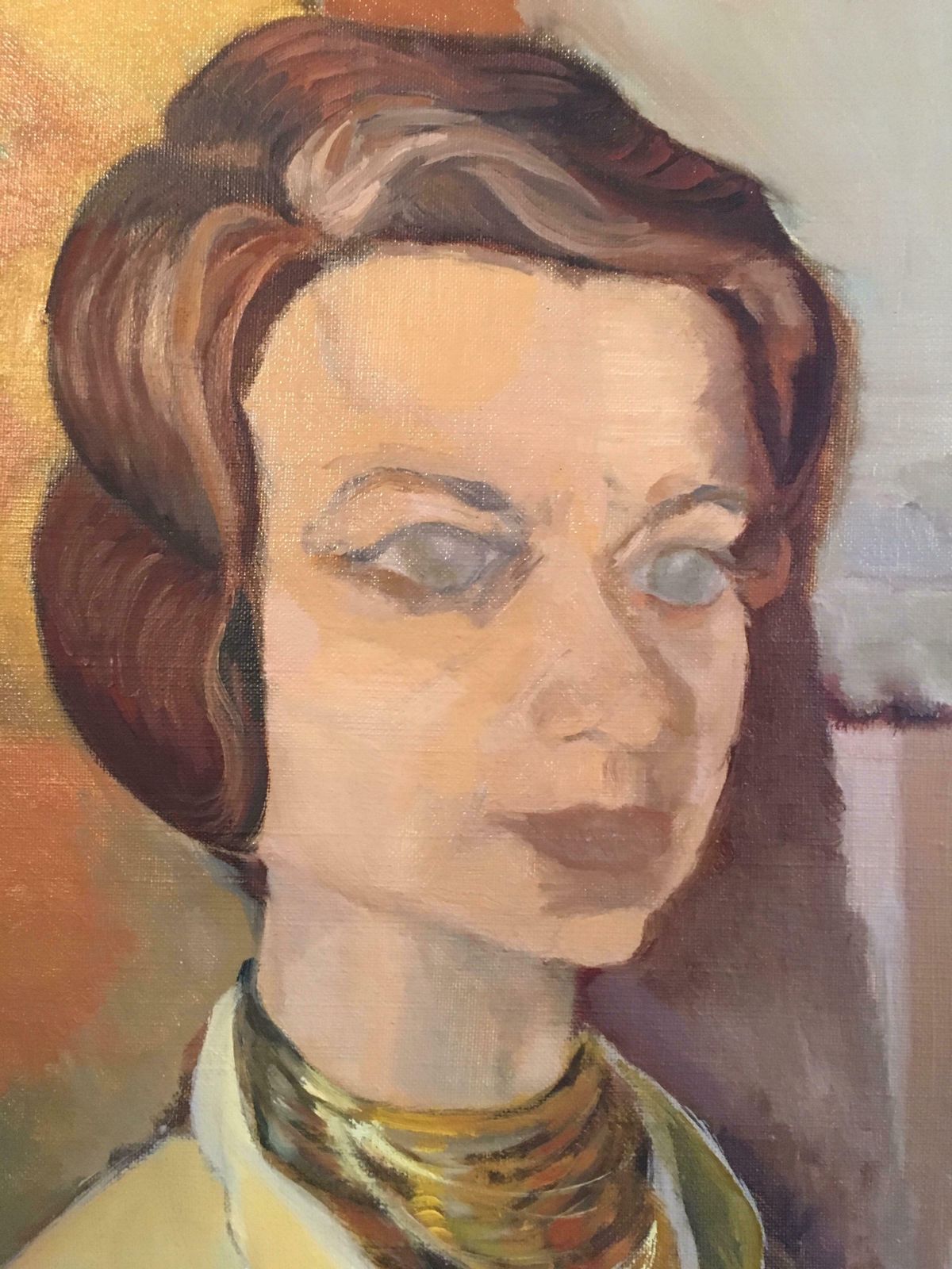 Unknownstylish Impressionist Portrait, Female Model, Original Oil Paintingc.1970s photo for sale