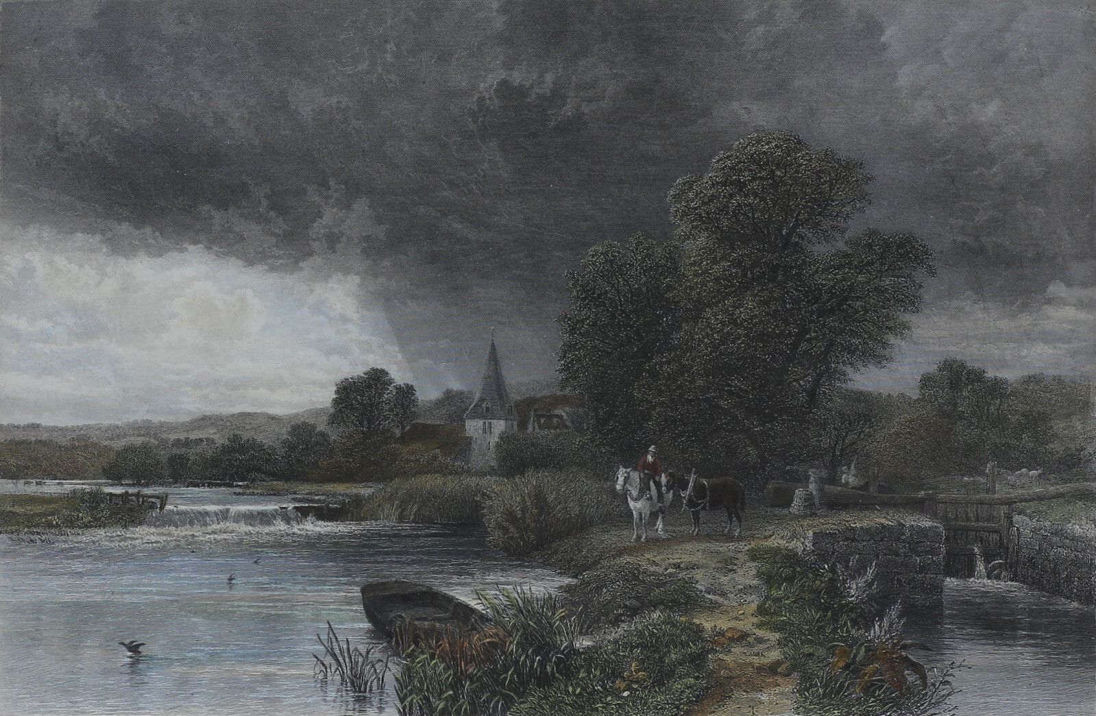 Engraving By Charles Cousen. Titled "Showery Weather". photo furniture