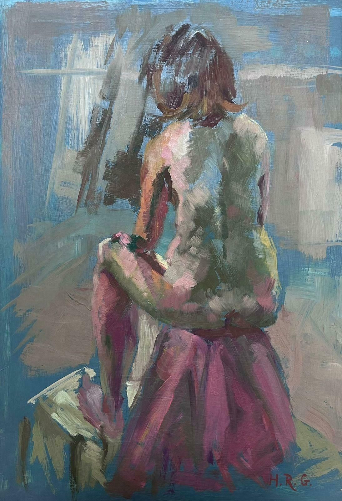 Helen Greenfieldenglish Impressionist Oil Painting Artists Nude Model Sat Facing Wall photo furniture