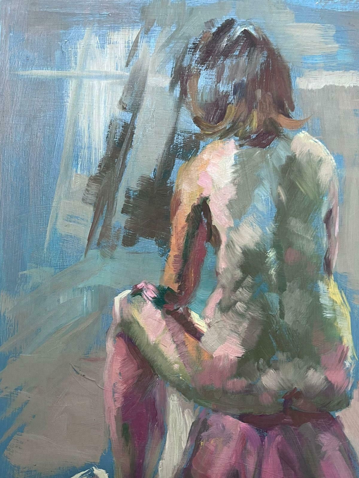 Helen Greenfieldenglish Impressionist Oil Painting Artists Nude Model Sat Facing Wall photo for sale