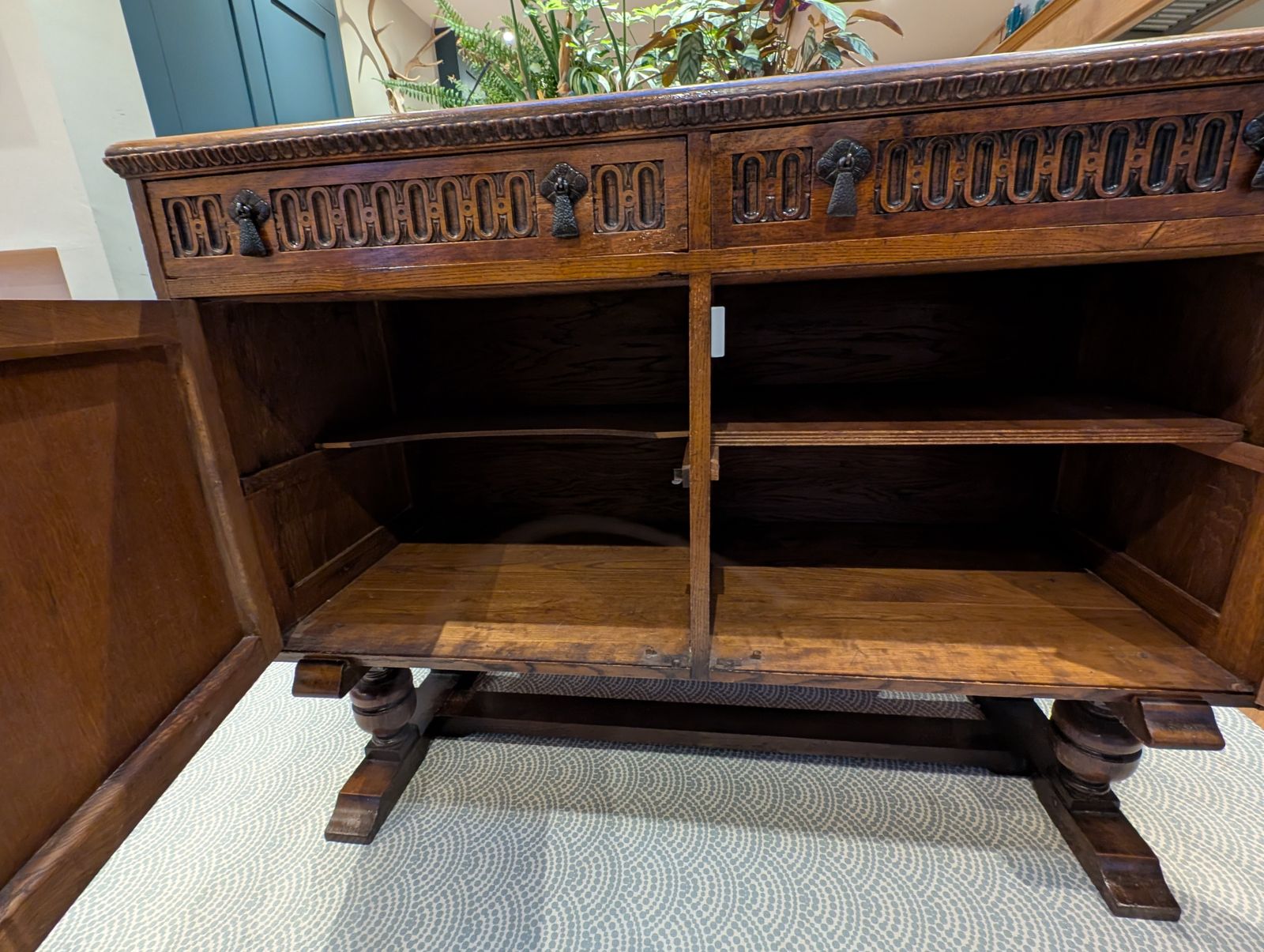 Antique Oak Spanish Renaissance Style Sideboard photo 280.0
