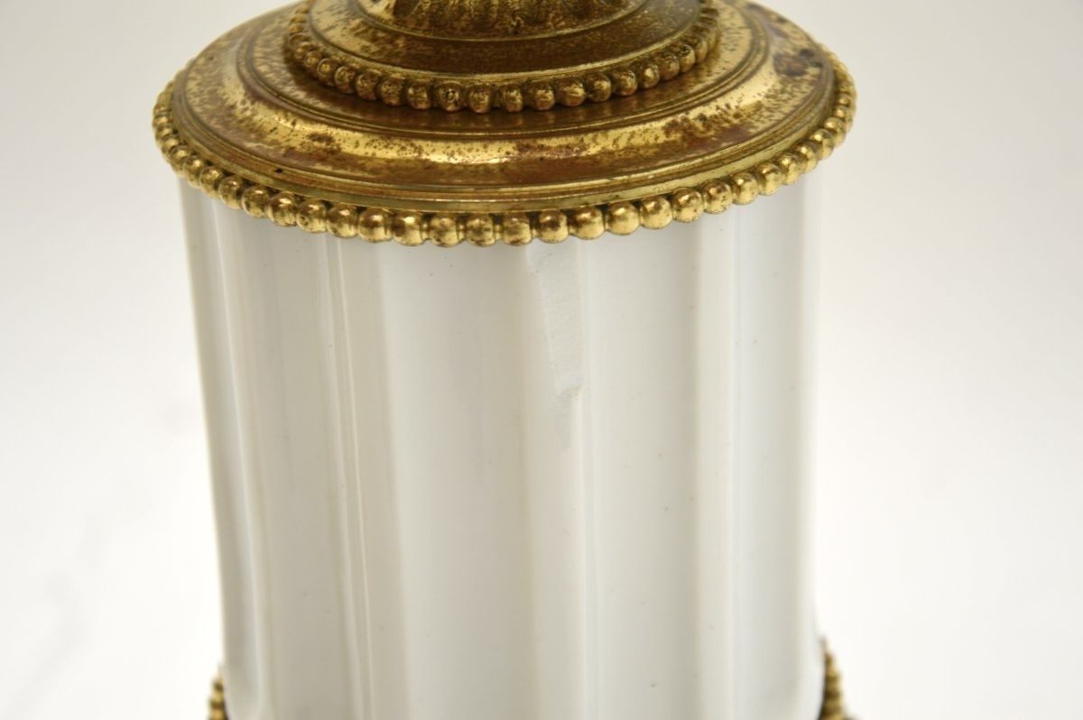 Pair Of Antique French Gilt Metal And Ceramic Table Lamps photo vintage