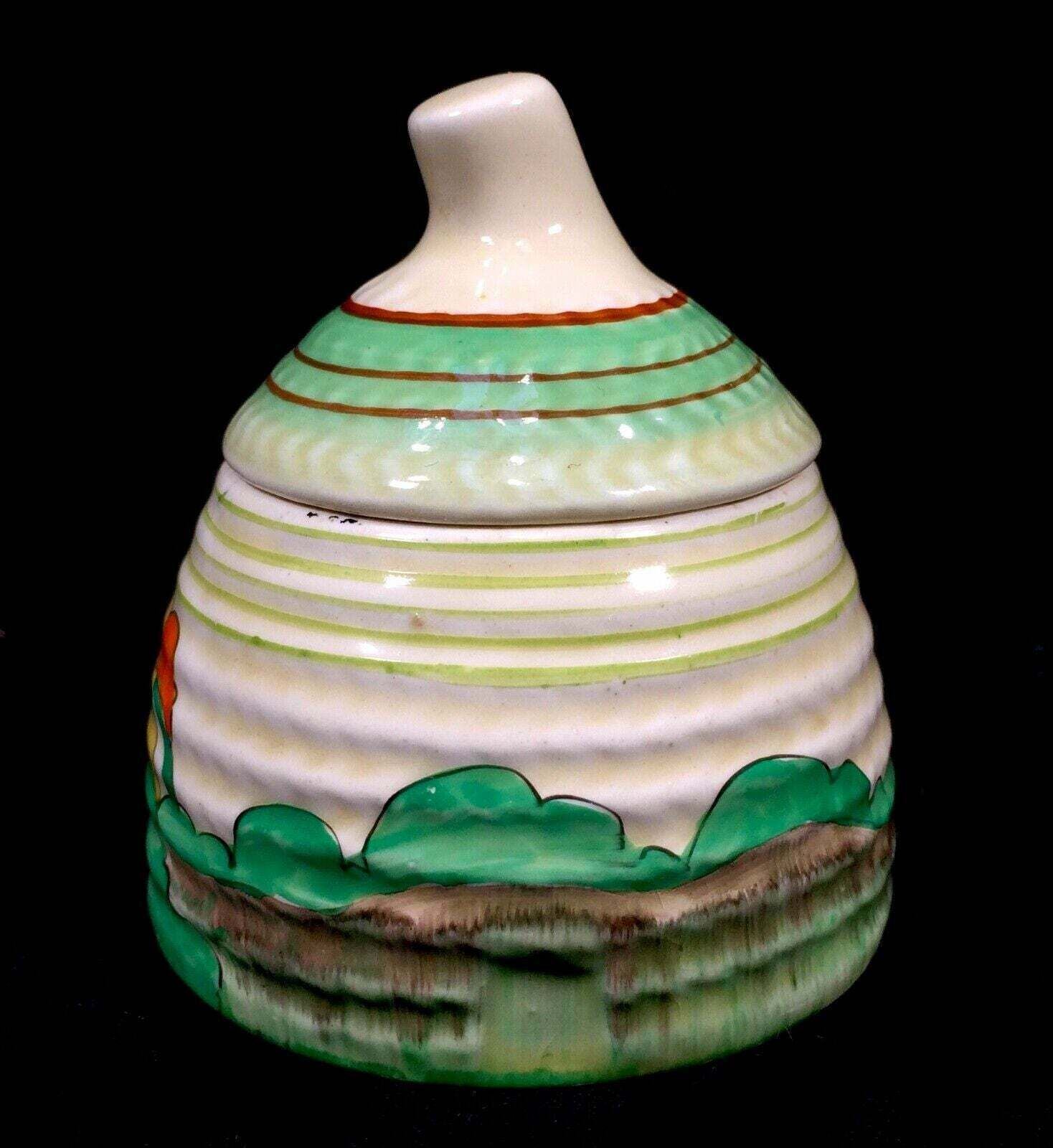 Antique Clarice Cliff   Lorna Preserve / Honey Pot C.1935 Art Deco Pottery photo for sale