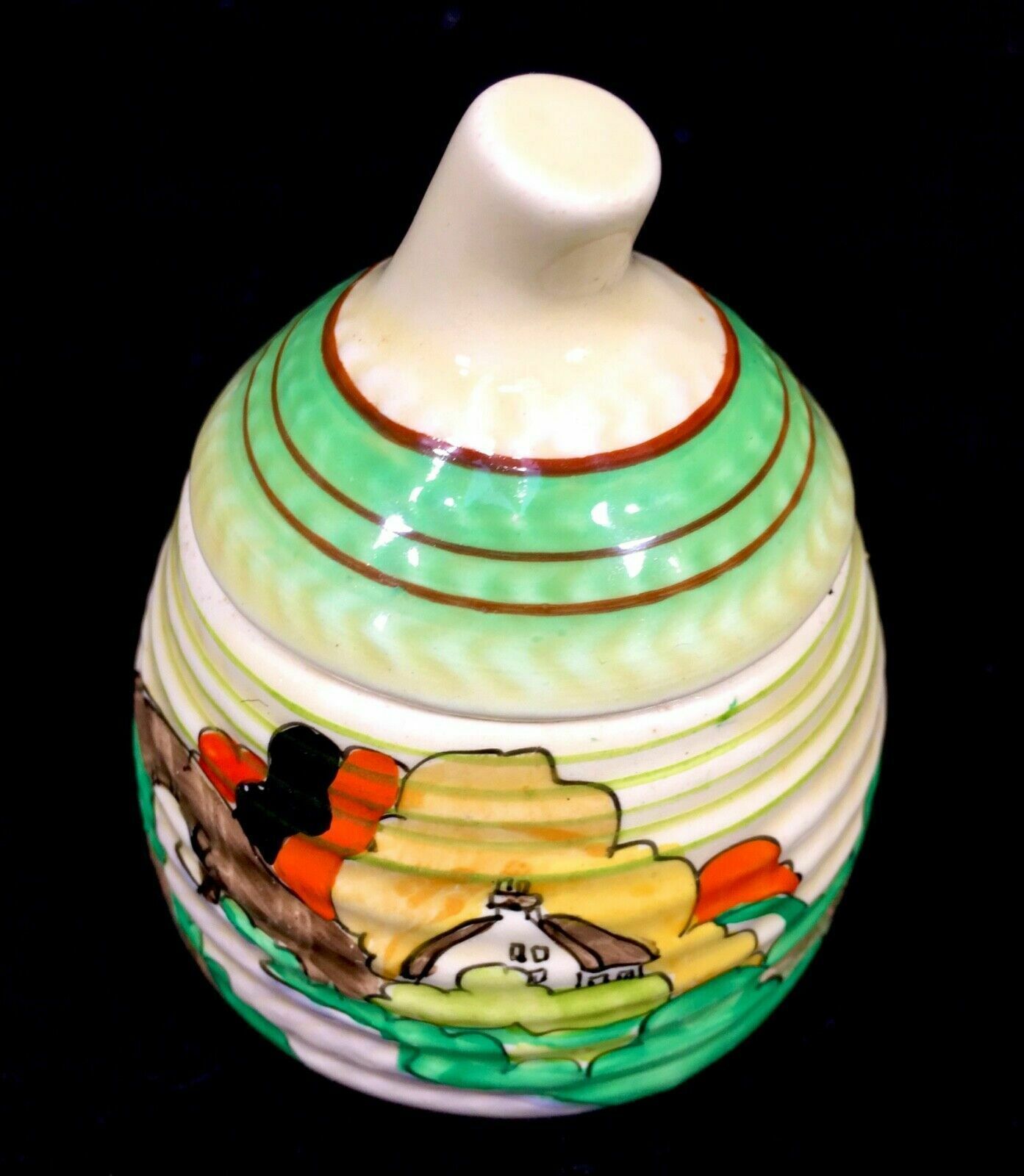 Antique Clarice Cliff   Lorna Preserve / Honey Pot C.1935 Art Deco Pottery photo 379.0