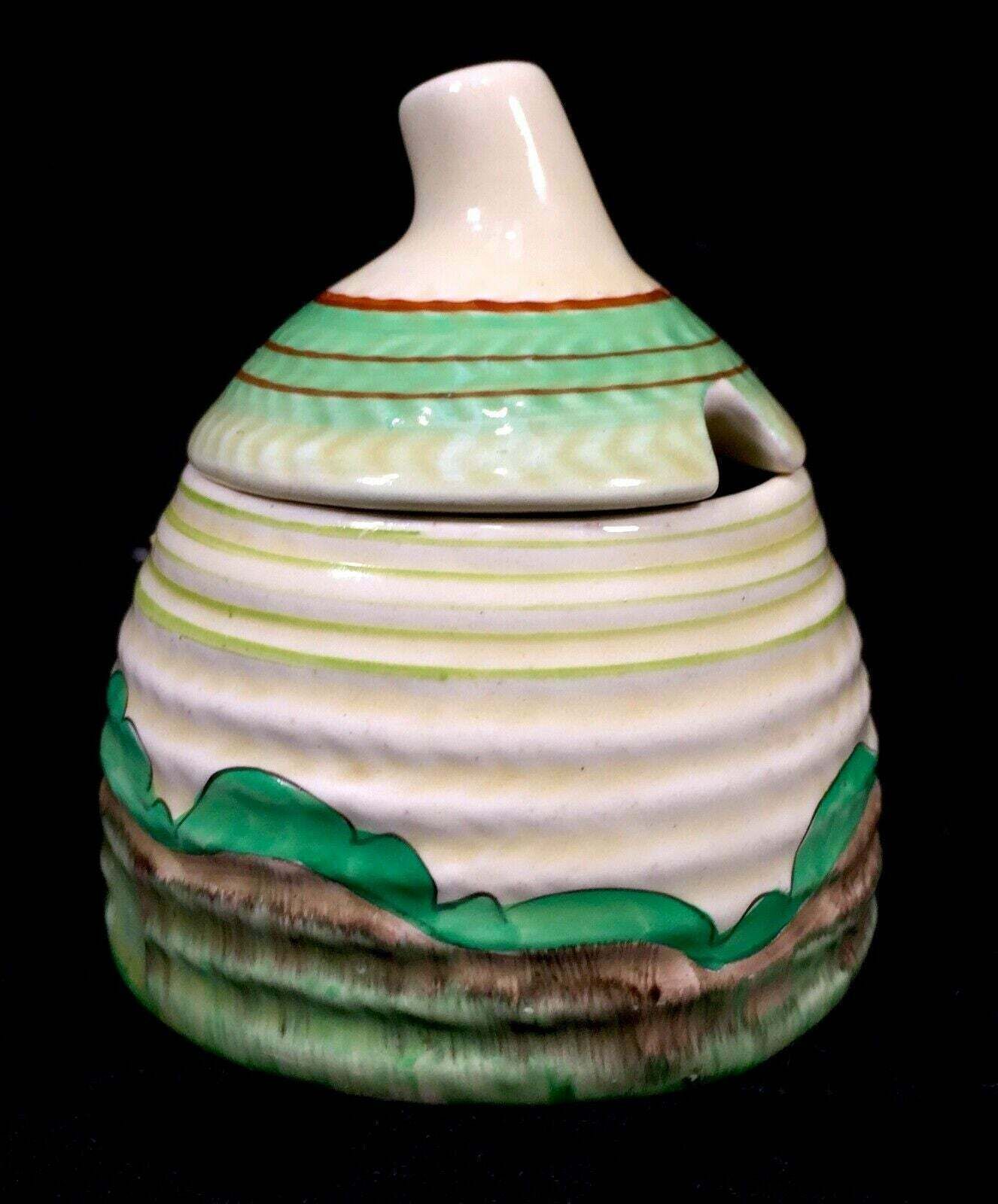 Antique Clarice Cliff   Lorna Preserve / Honey Pot C.1935 Art Deco Pottery photo vinterior