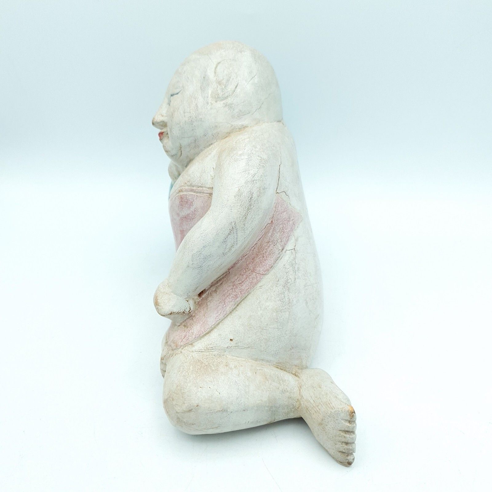 photo vintage Handcarved Asian Sculptures Wood Carved Children Sleeping C1960 80s Altai Mount?