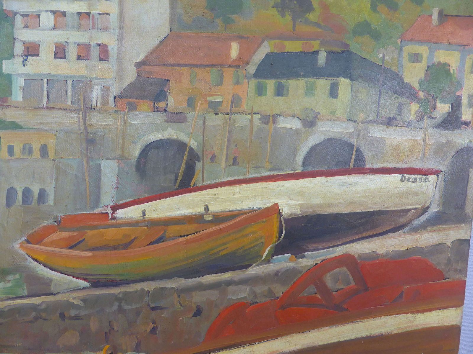 Post Impressionist Painting Of A Quay With Boats photo buy