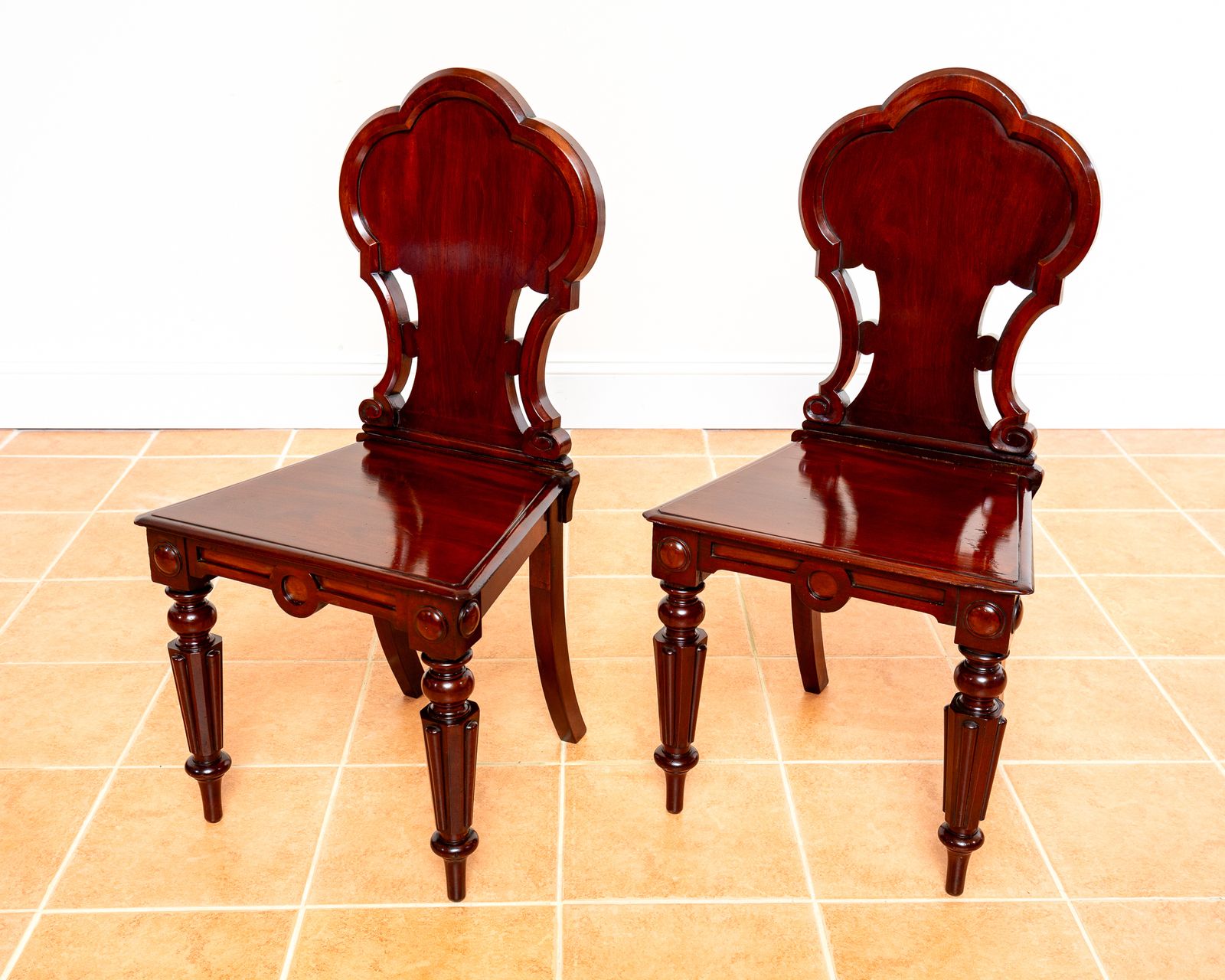 Pair Of Regency Mahogany Hall Chairs 1810 Gillows Of Lancaster Country House Fine Antique Large Carved photo Furniture