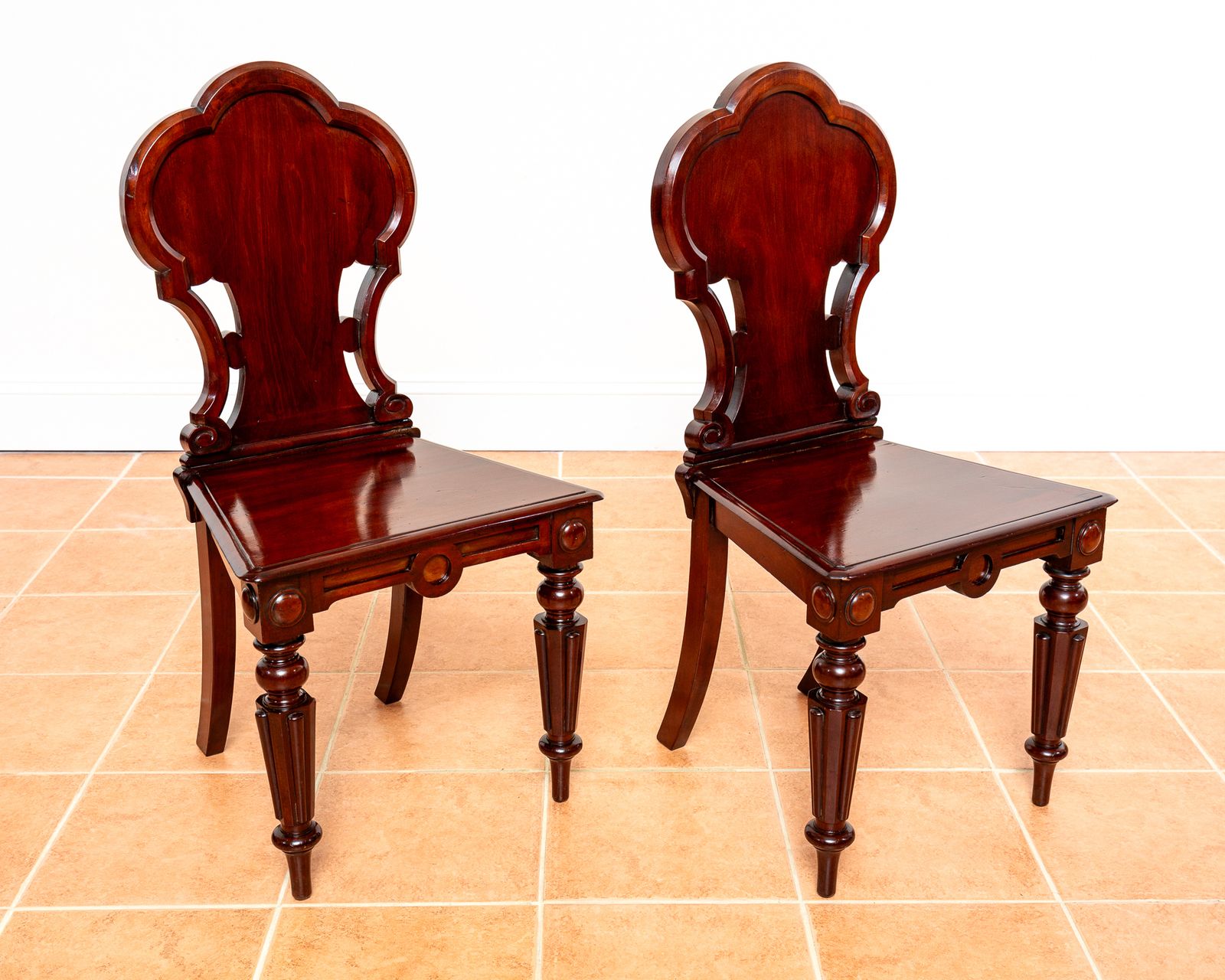 Pair Of Regency Mahogany Hall Chairs 1810 Gillows Of Lancaster Country House Fine Antique Large Carved photo vintage