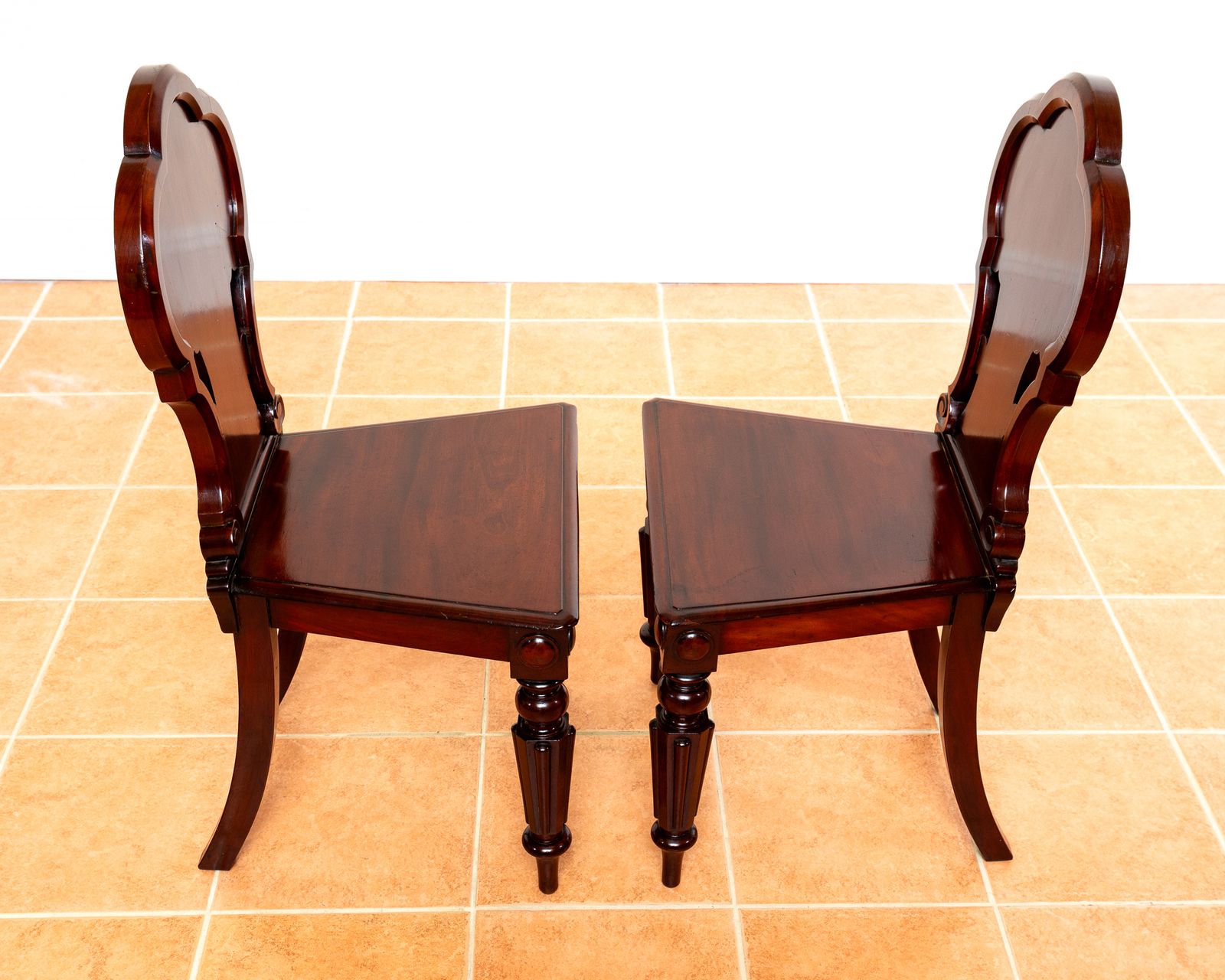 Furniture Pair Of Regency Mahogany Hall Chairs 1810 Gillows Of Lancaster Country House Fine Antique Large Carved photo