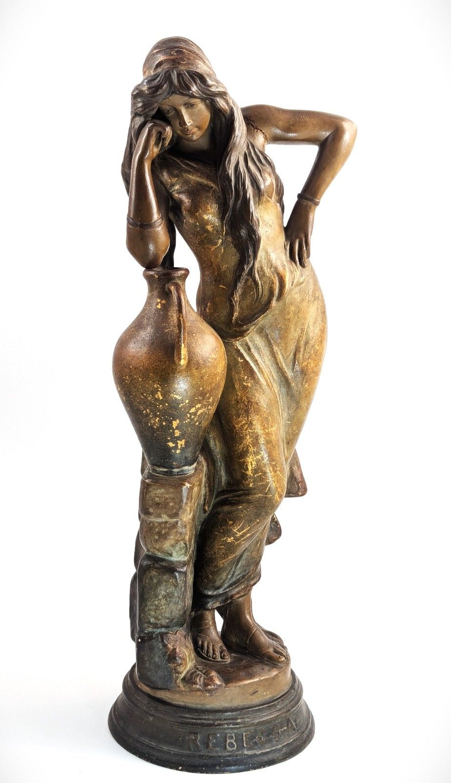 Cherc For Goldscheider Earthenware Figurine “Rebecca By The Spring”, C.1900