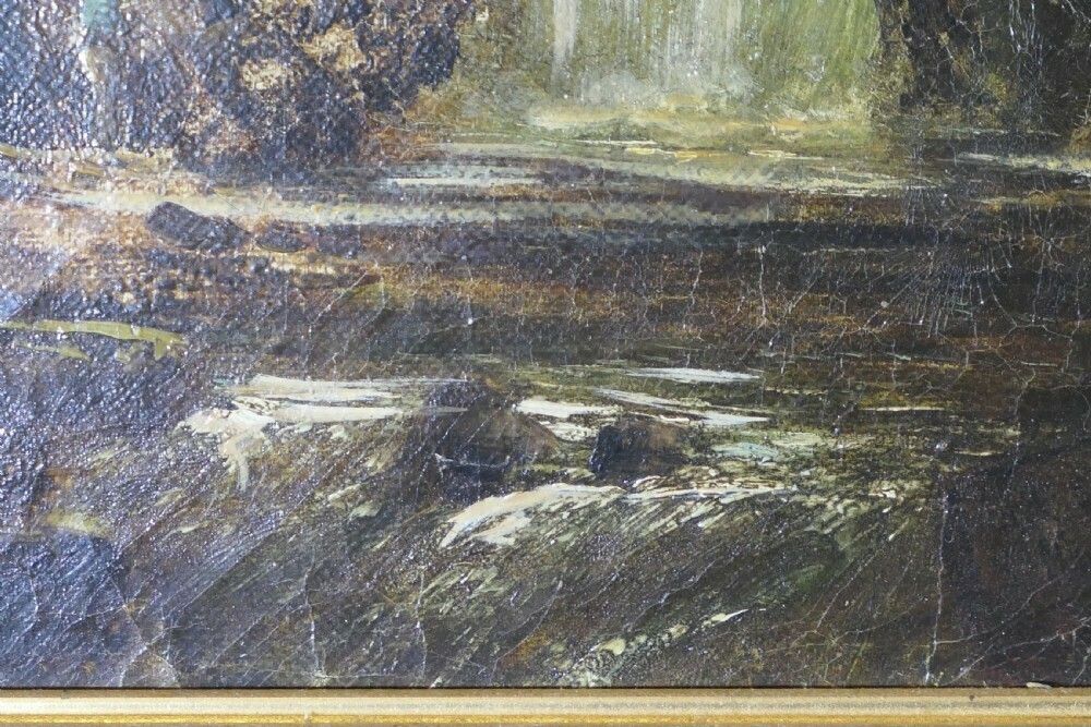 Unsigned Victorian Oil Painting, Of A Water Fall photo vinterior