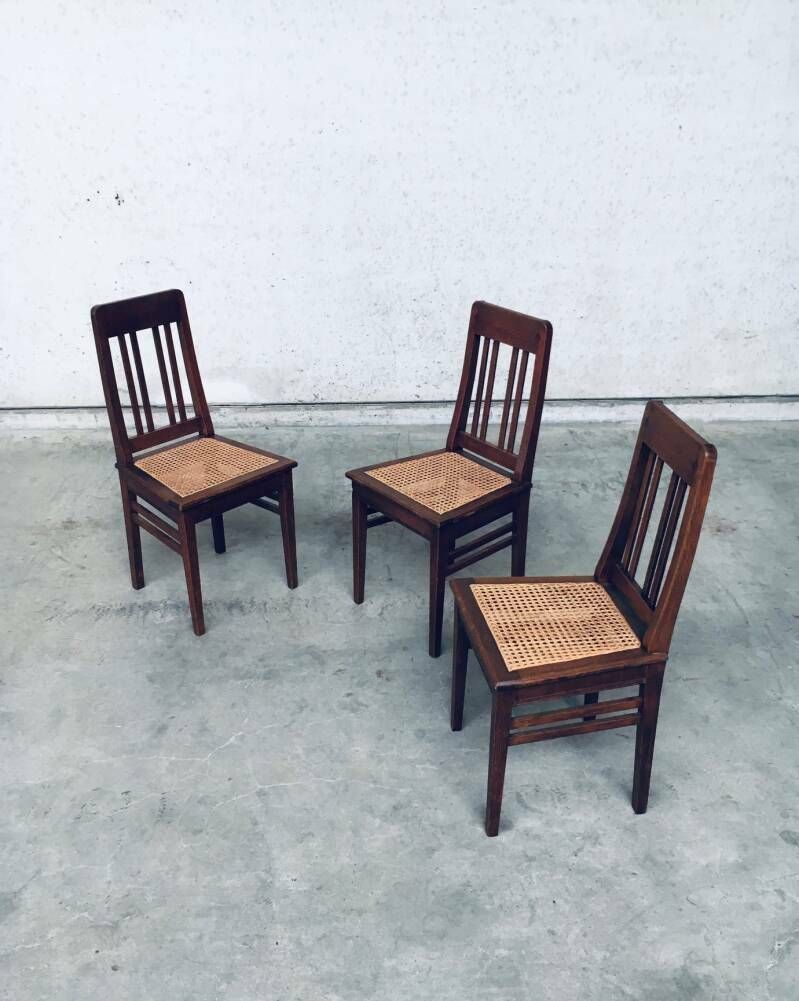 Art Deco Eetkamerstoelen, Begin 20e Eeuw – Set Van 3 photo for sale