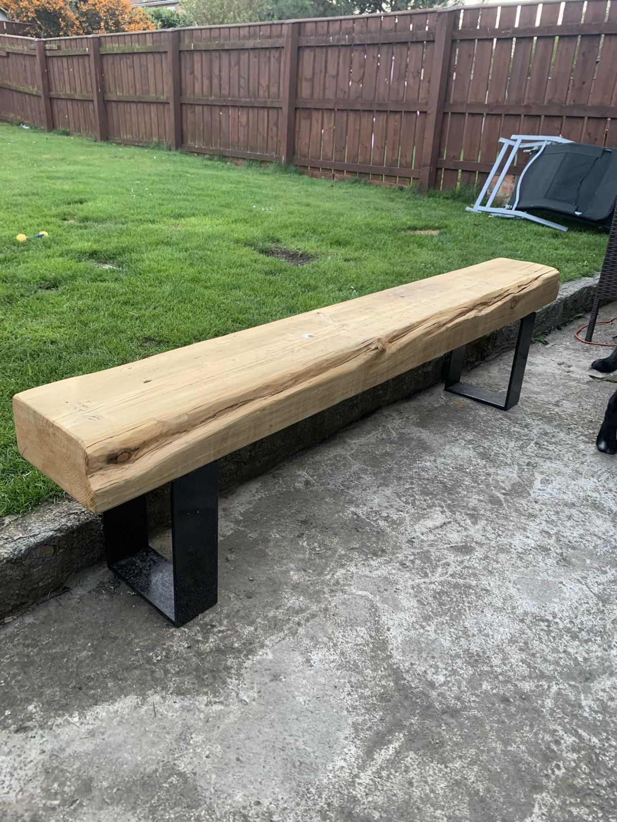 Solid Wood Bench With Modern Steel Painted Legs,Indoor Or Outdoor Use photo furniture