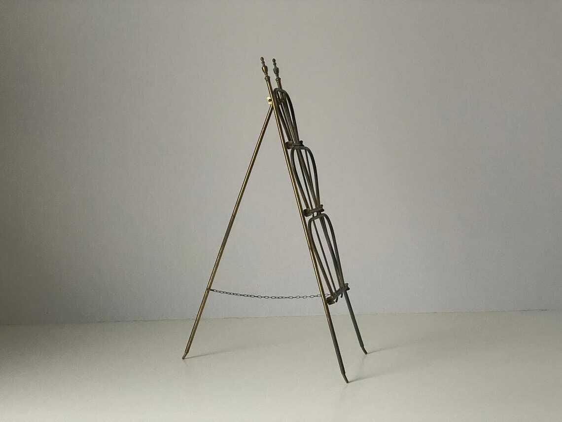 Mid Century Italian Brass 3 Tier Folding Magazine Rack Stand 1950s  Italy photo 1291.0