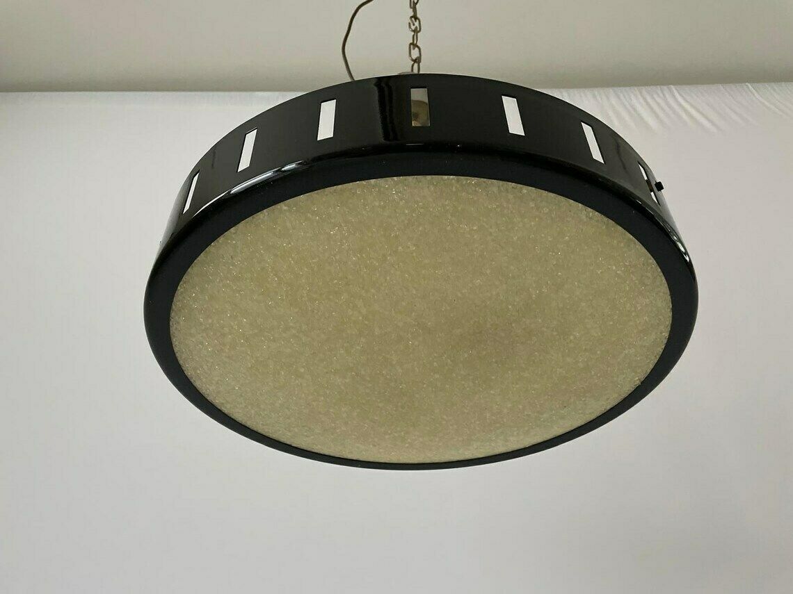 German Modern Round Black Metal Ceiling Lamp 1960s Germany photo buy