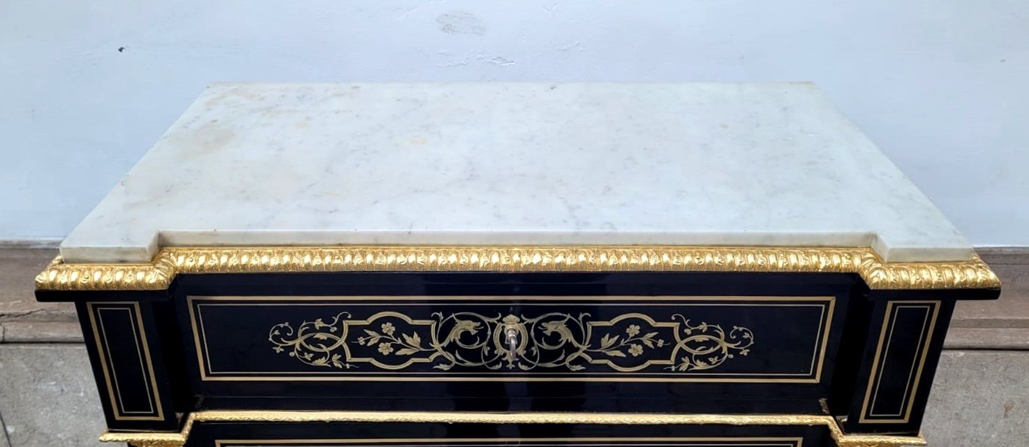 Napoleon III Secretary In Blackened Pear Wood   Brass Marquetry photo buy