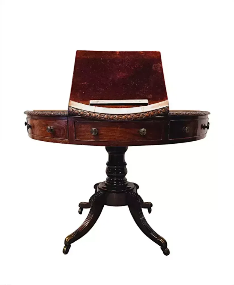 A Very Rare Early 19th Century Revolving Drum Library Centre Table photo vintage