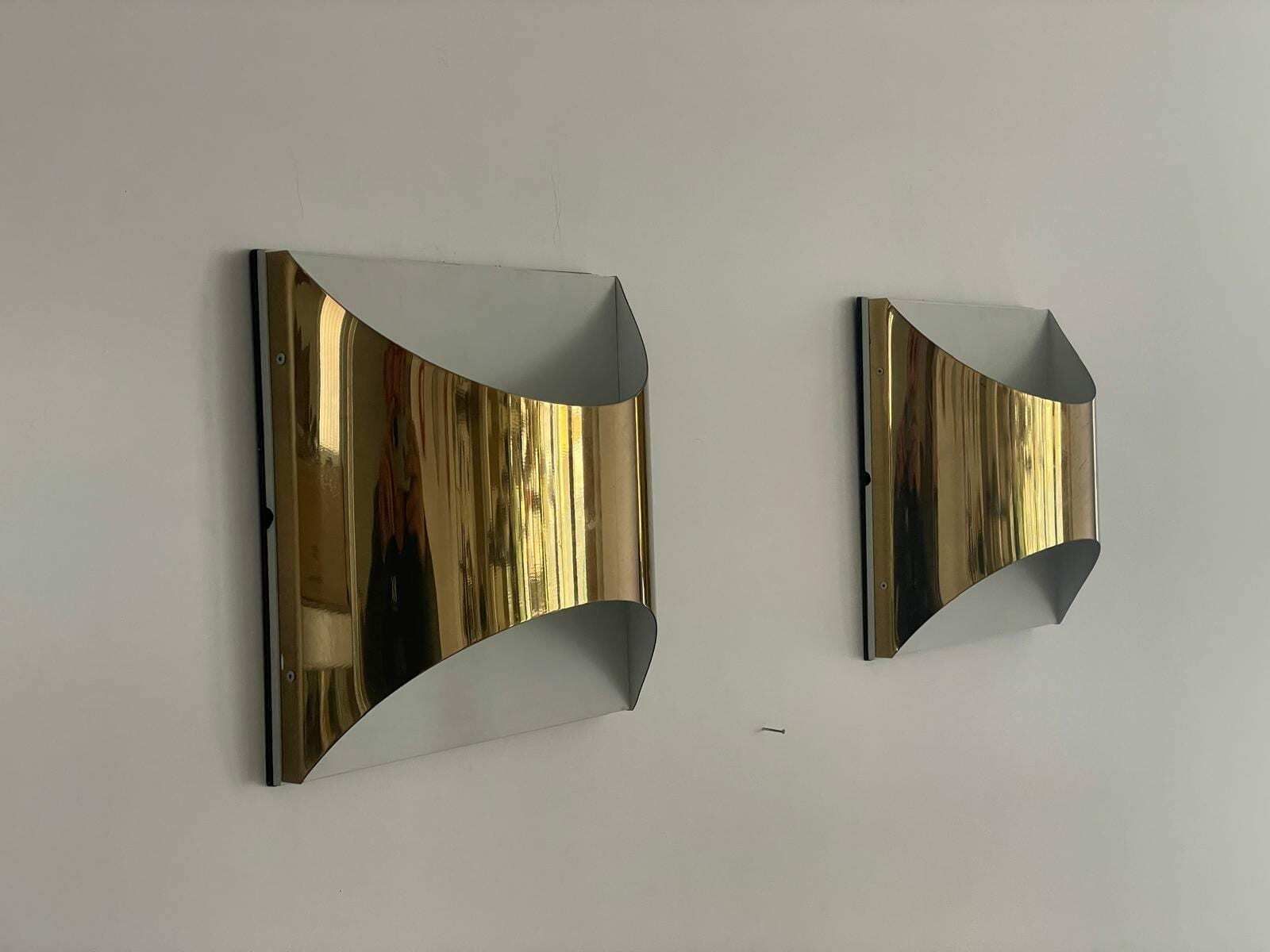 Model Quadrotto Brass Pair Of Sconces By Enrico Tronconi, 1980s, Italy photo for sale