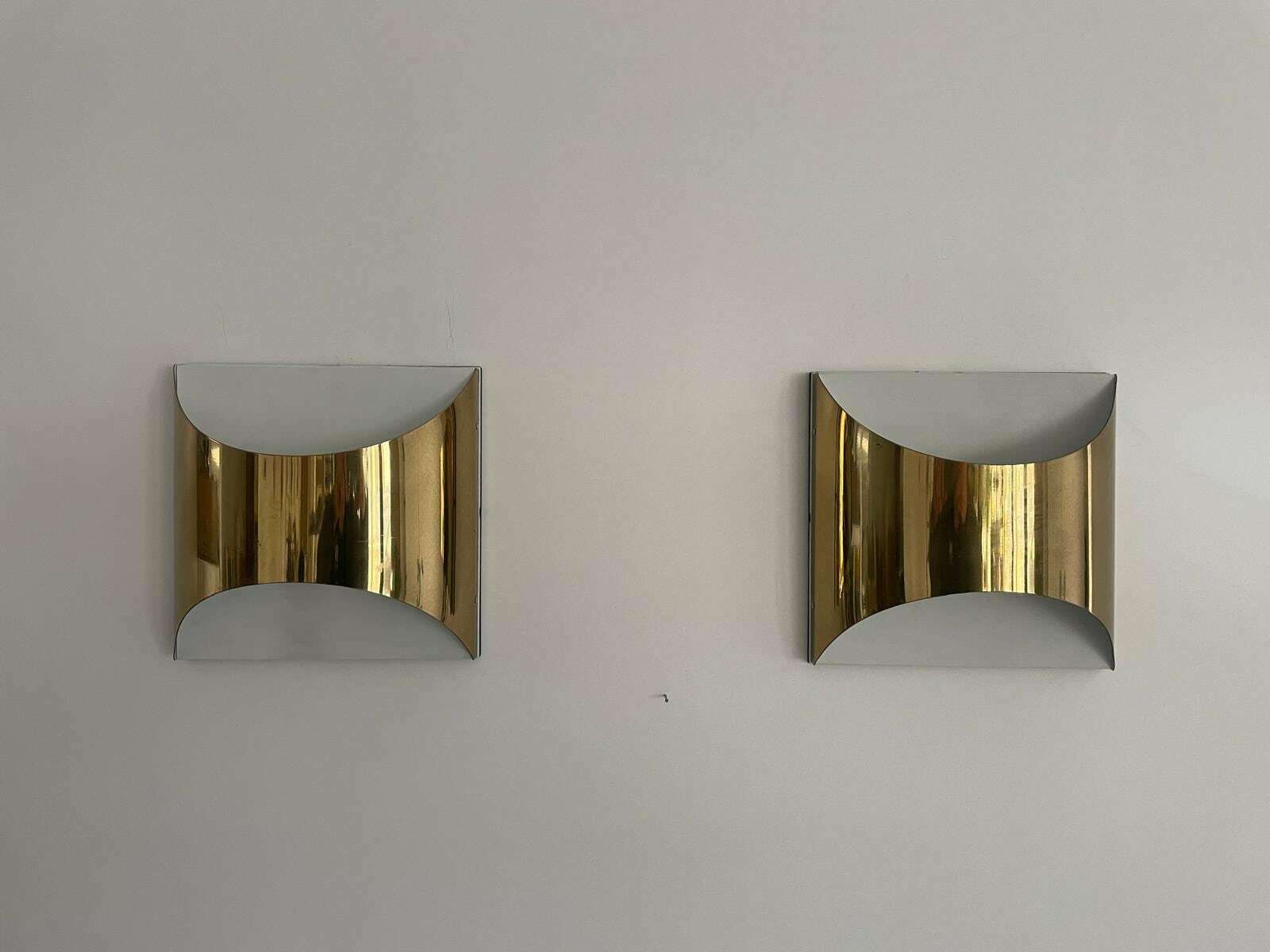 Model Quadrotto Brass Pair Of Sconces By Enrico Tronconi, 1980s, Italy photo 1779.0