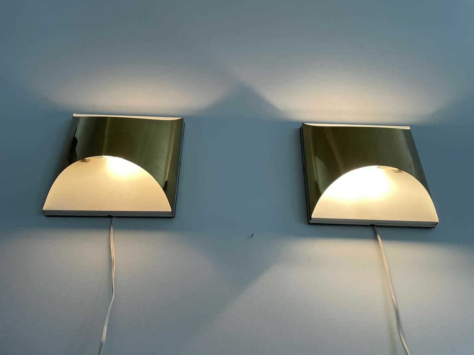 photo for sale Model Quadrotto Brass Pair Of Sconces By Enrico Tronconi, 1980s, Italy