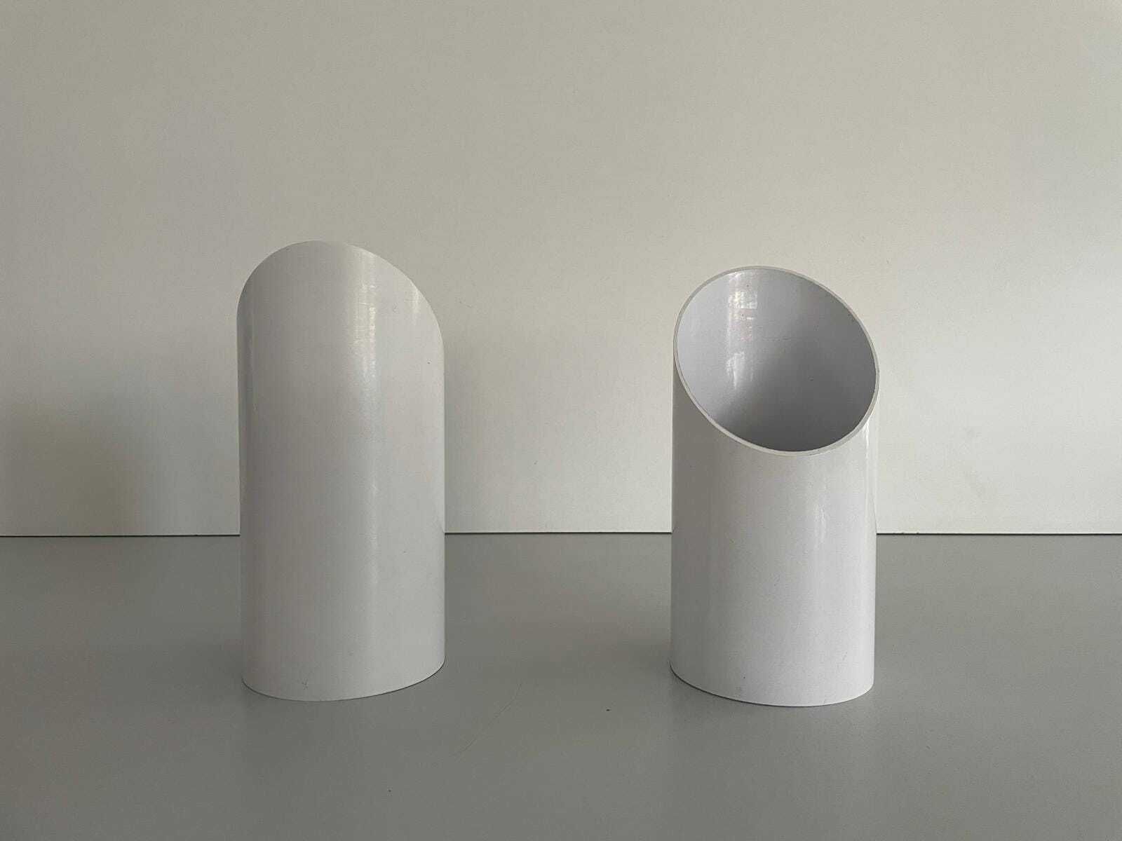 Tubular Design White Metal Pair Of Sconces Or Ceiling Lamps By Francesconi Fratelli Brescia 1, 1970s, Italy photo vinterior
