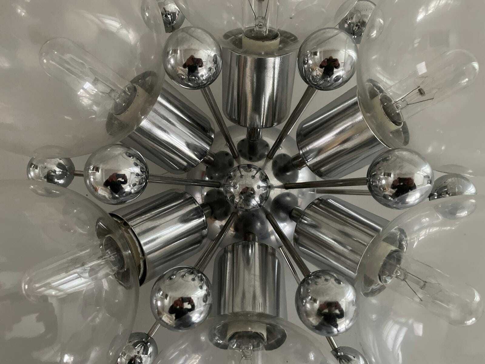 photo furniture Italian 6 Ball Glass And Chrome Body Atomic Flush Mount Light, 1960s, Italy