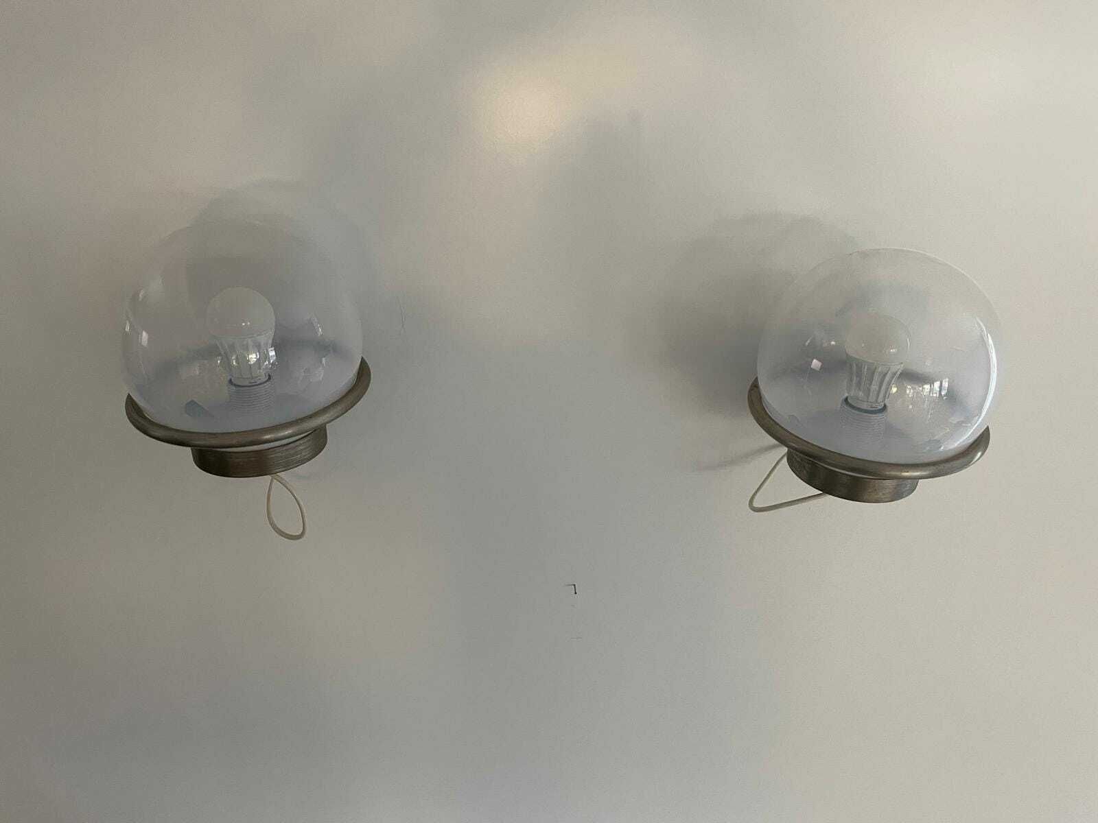 Glass Ball Pair Of Sconces By Candle, 1960s, Italy photo Lighting