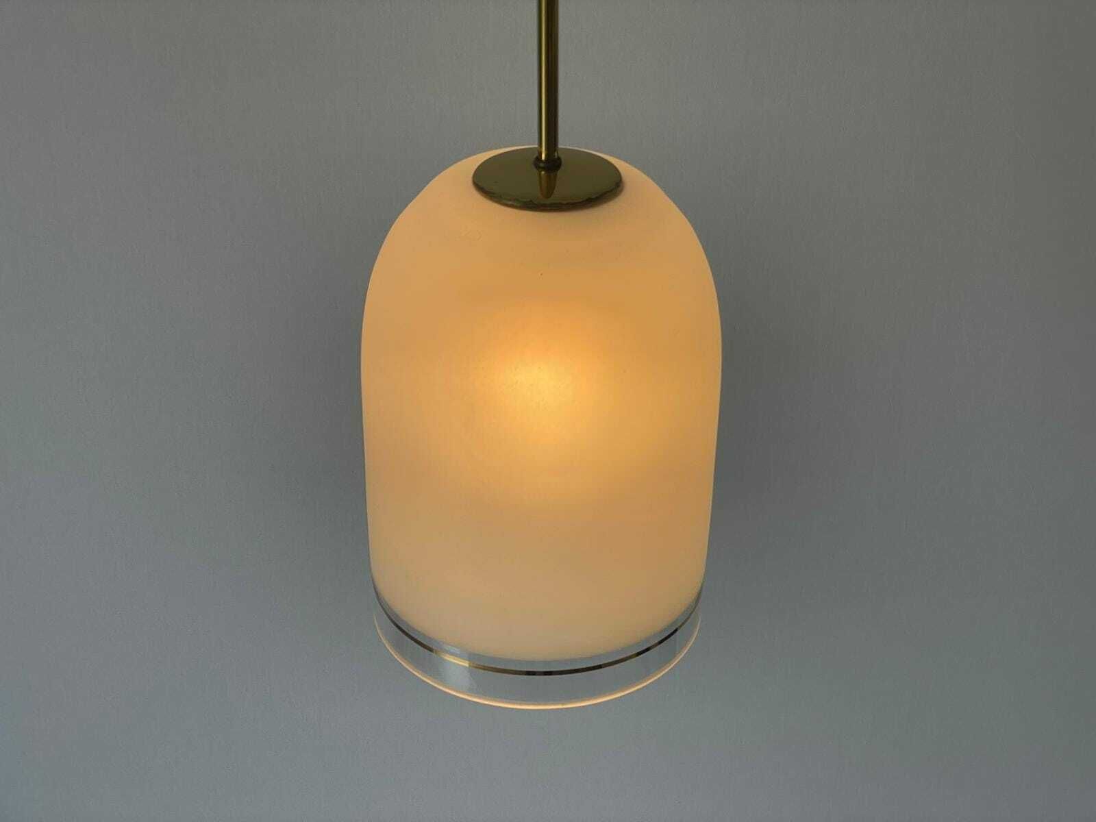 photo for sale Small Elegant Glass Pendant Lamp By Doria With Gold Details, 1960s, Germany
