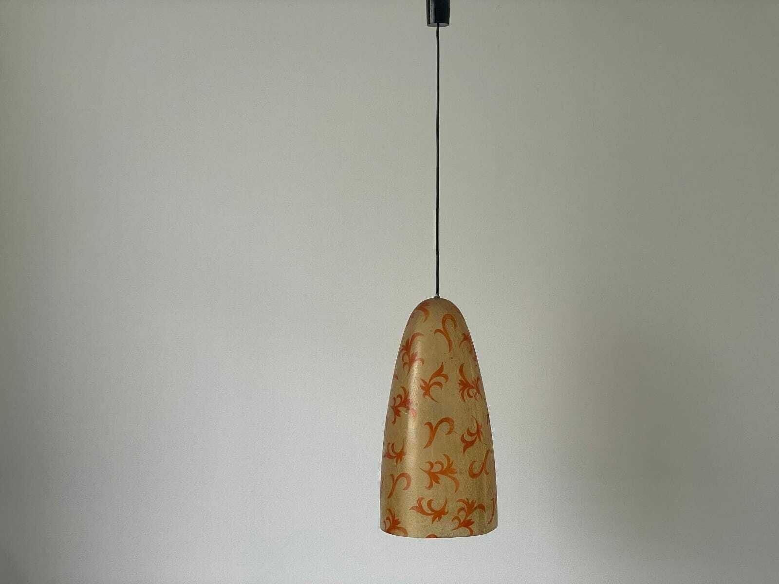 Unusual Italian Design Polyester Pendant Lamp With Floral Art Signs, 50s/60s, Italy photo furniture