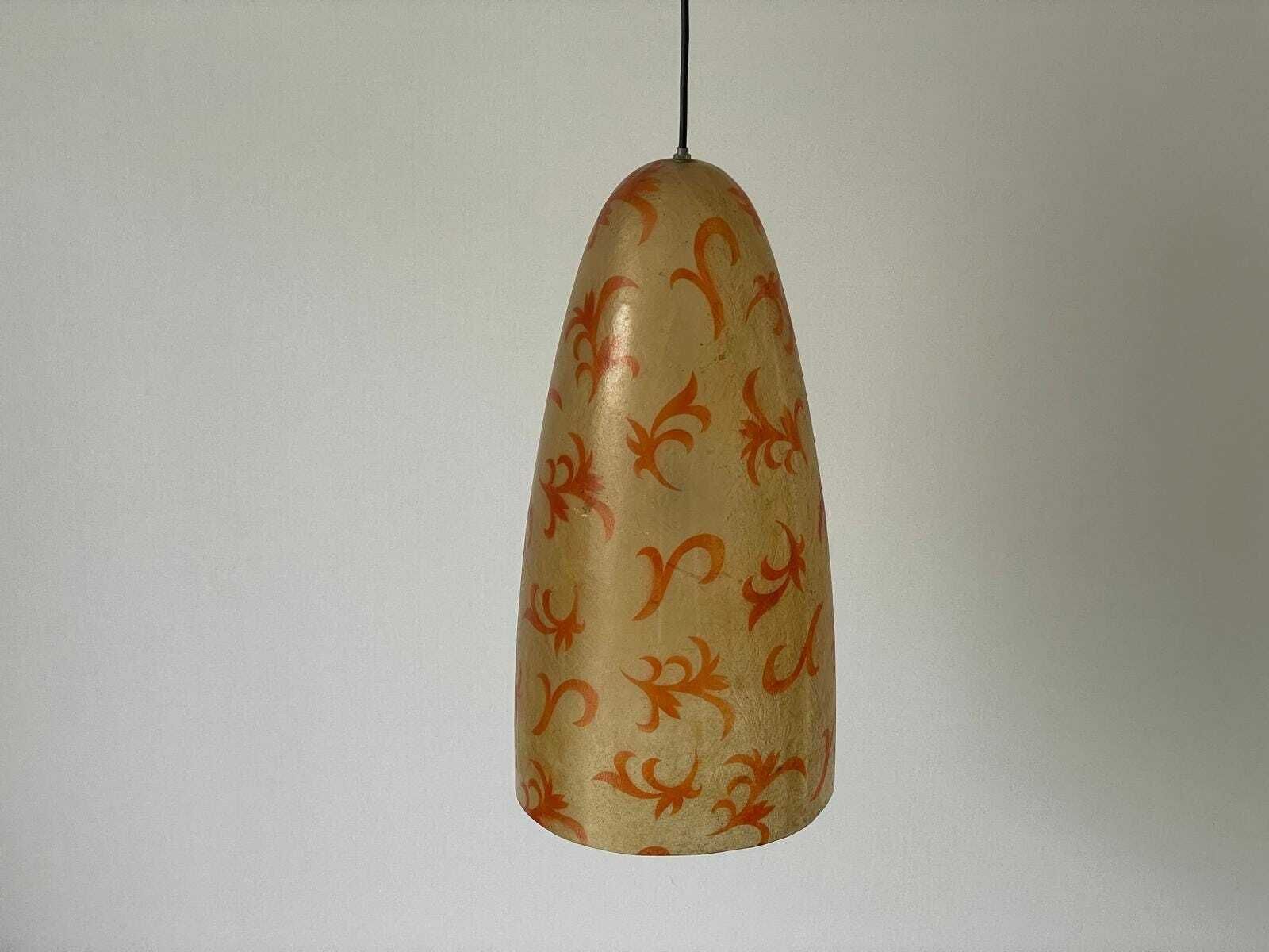 Unusual Italian Design Polyester Pendant Lamp With Floral Art Signs, 50s/60s, Italy photo for sale