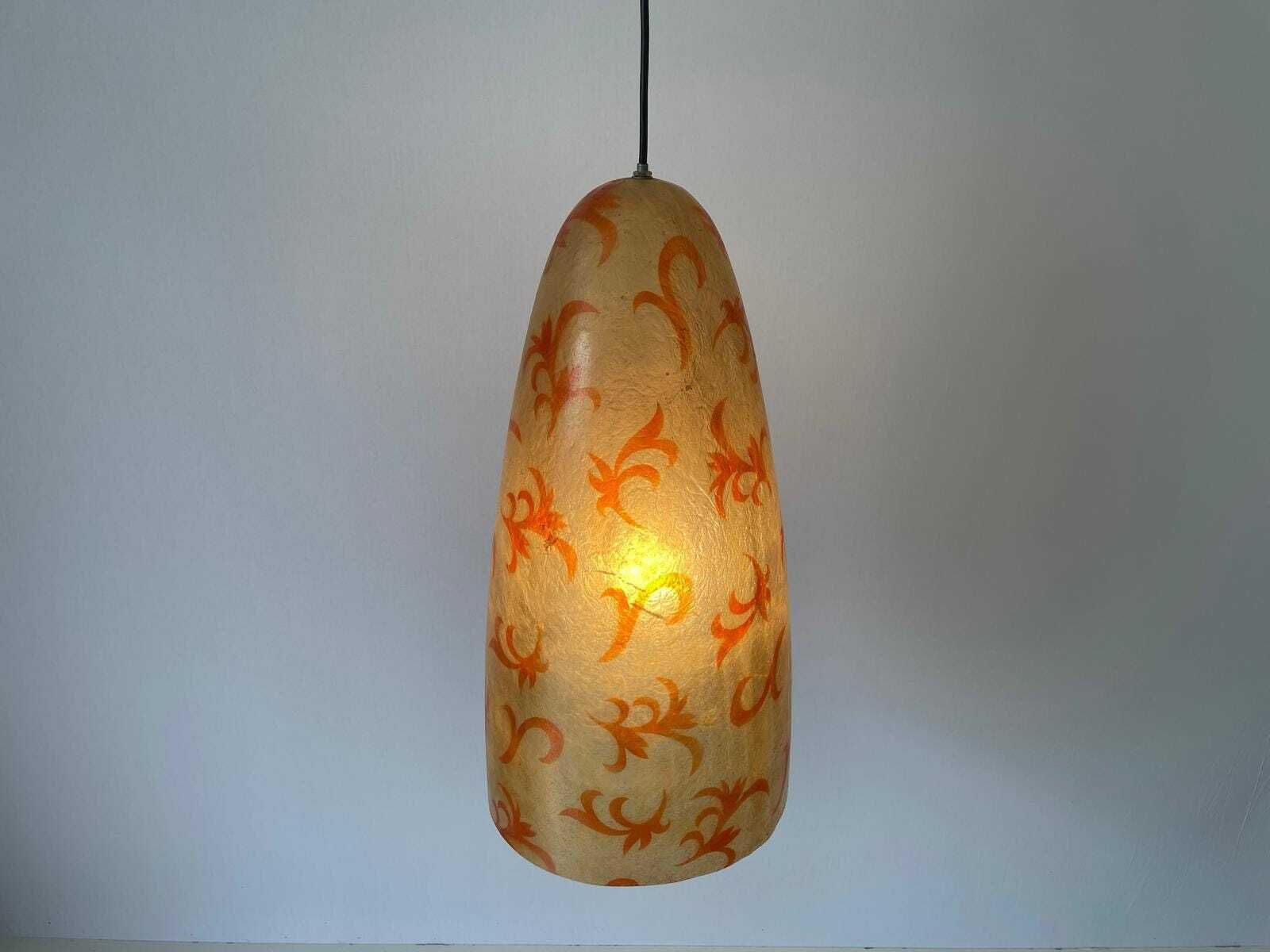 Unusual Italian Design Polyester Pendant Lamp With Floral Art Signs, 50s/60s, Italy photo Lighting
