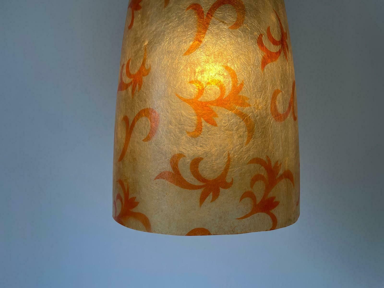 Unusual Italian Design Polyester Pendant Lamp With Floral Art Signs, 50s/60s, Italy photo vintage