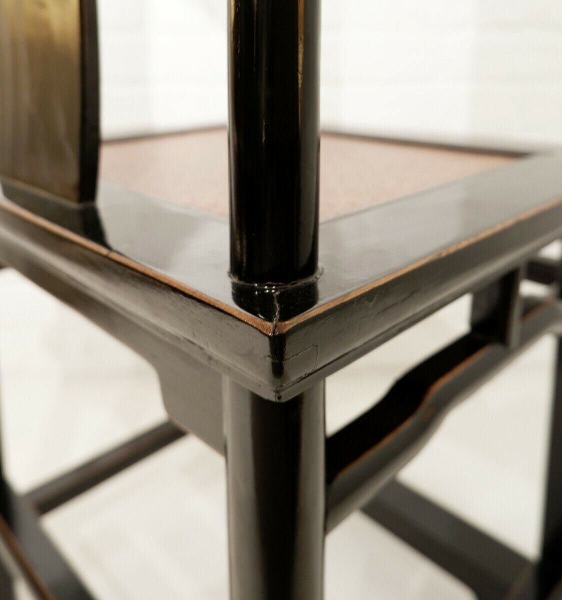 Set Of 6 Chinese Chairs In Black Lacquered Wood photo for sale