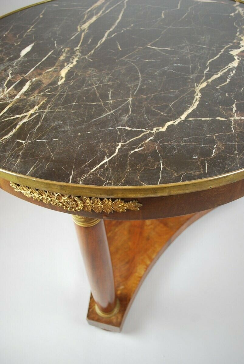 Empire Mahogany Pedestal Table With Marble Shelf 19th photo furniture