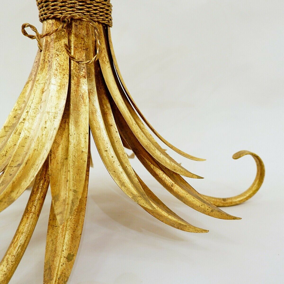 Furniture Vintage Gilt Metal Sheaf Of Wheat Coffee Table In The Style Of Coco Chanel, 1960 photo