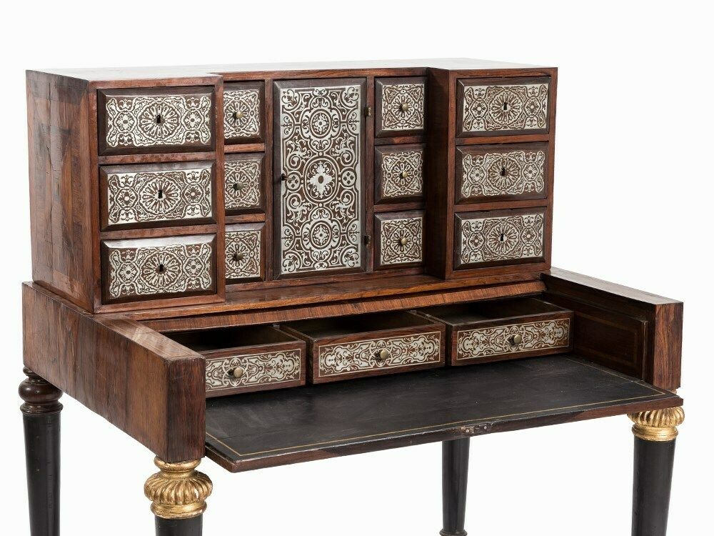 17th C. Rosewood And Tin Marquetry Writing Desk photo Furniture